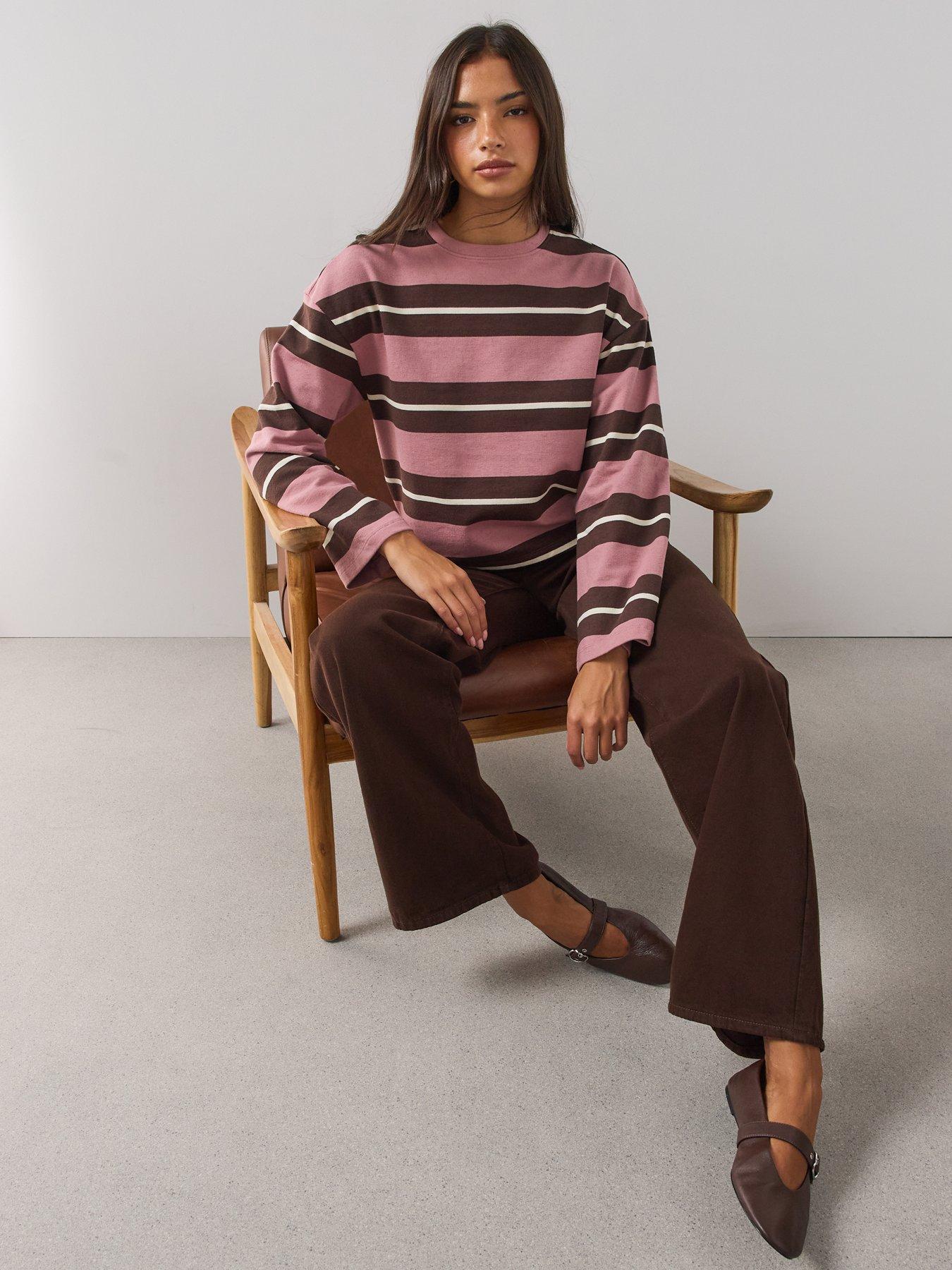 Image 6 of 6 of The Very Collection Womens Textured Stripe Long Sleeve Blouse - Multi