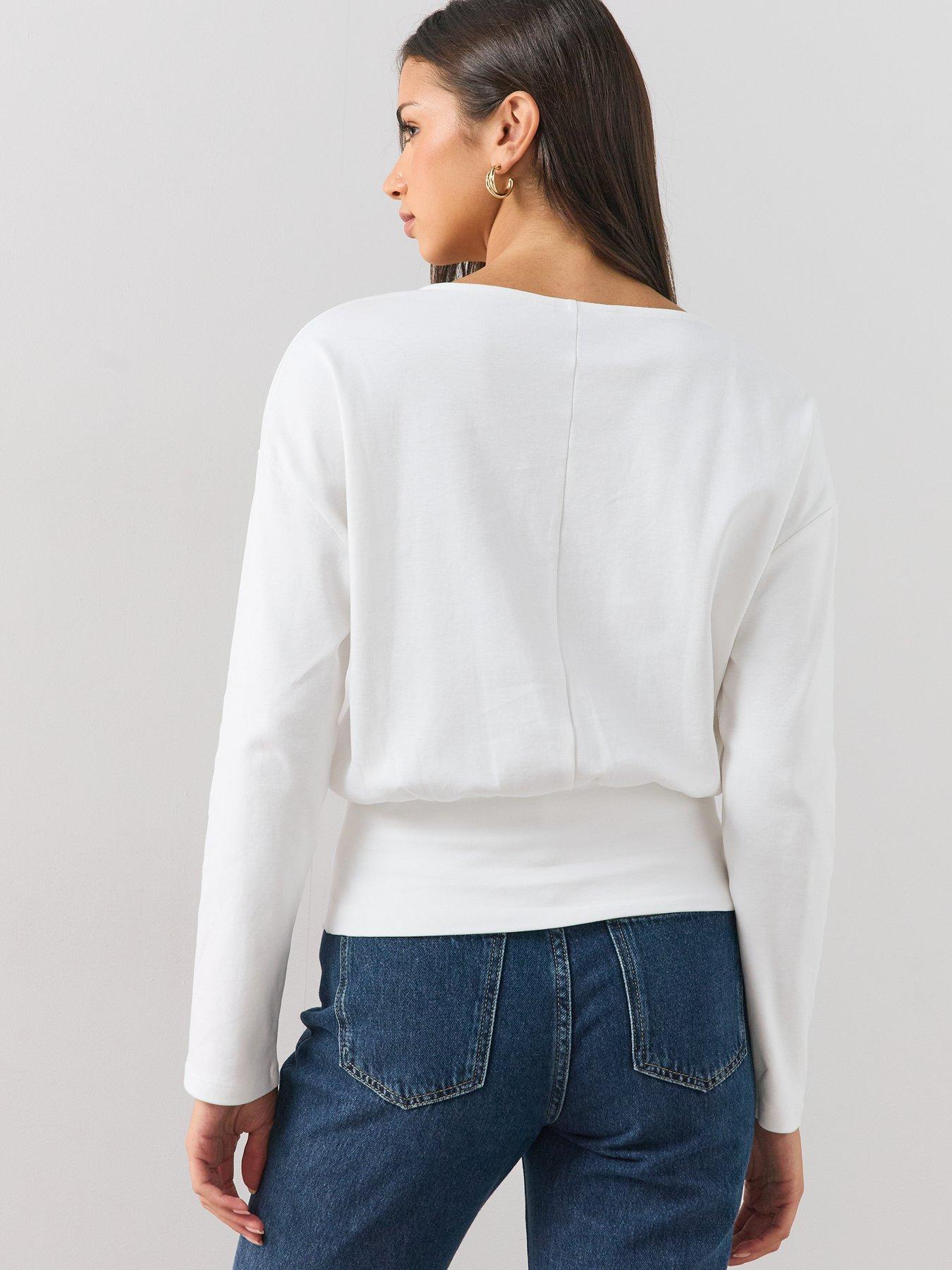 Image 2 of 6 of The Very Collection Banded Hem Cotton Top - Grey Stripe