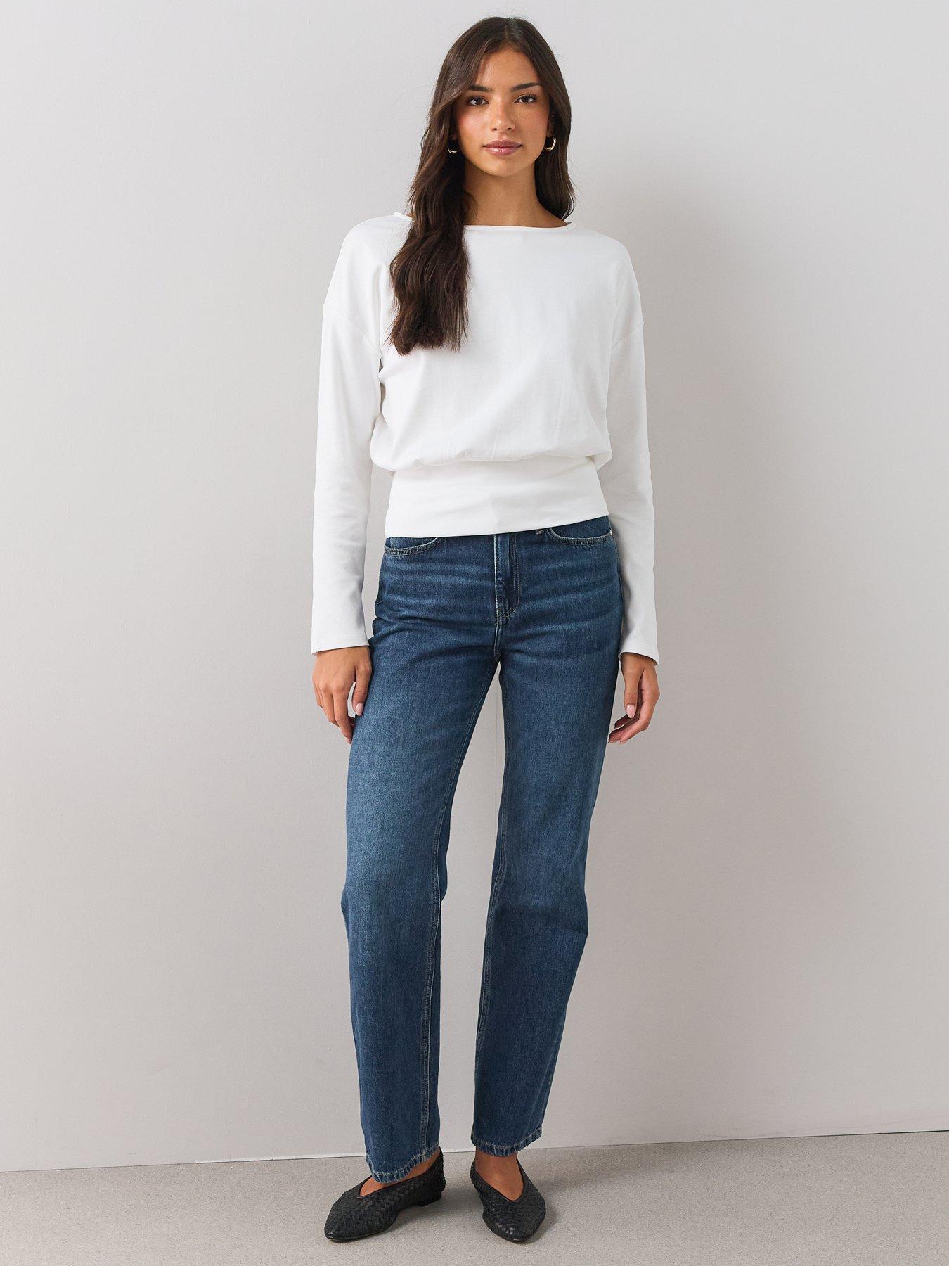 Image 5 of 6 of The Very Collection Banded Hem Cotton Top - Grey Stripe