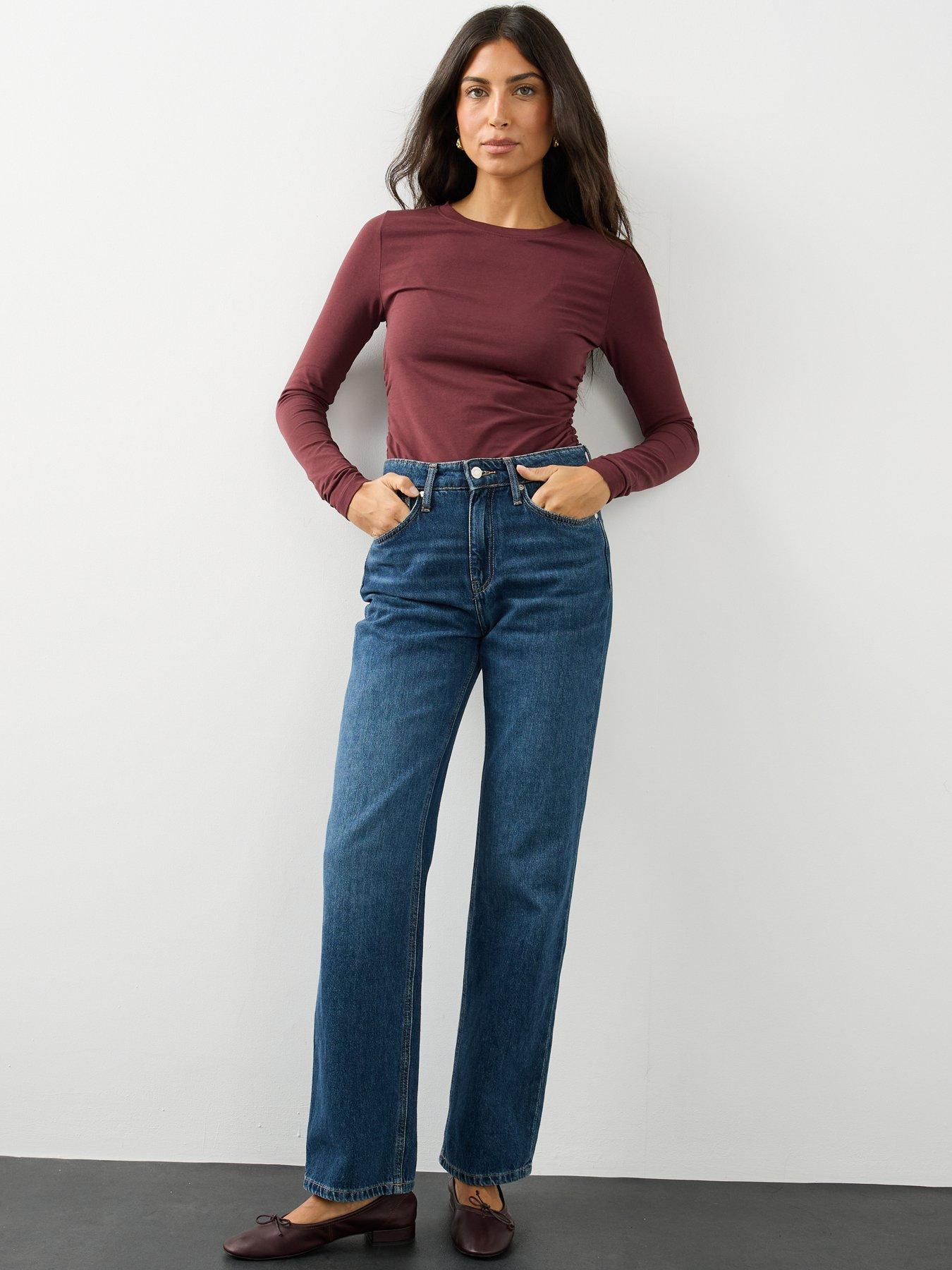 Image 6 of 6 of The Very Collection Womens Ruched Side Long Sleeve Top - Burgundy