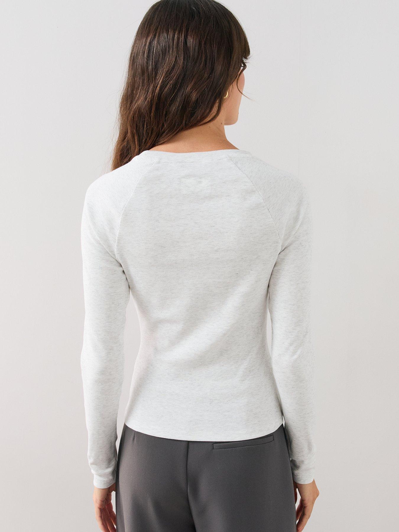 Image 2 of 6 of The Very Collection Soft Rib Long Sleeve Top -&nbsp;White