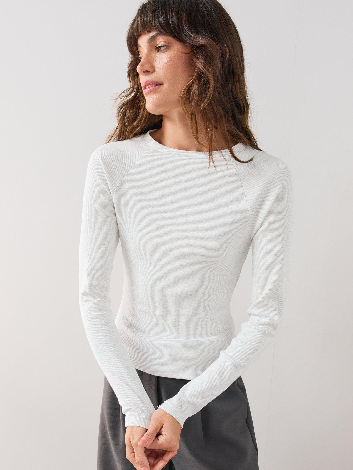 Image 4 of 6 of The Very Collection Soft Rib Long Sleeve Top -&nbsp;White
