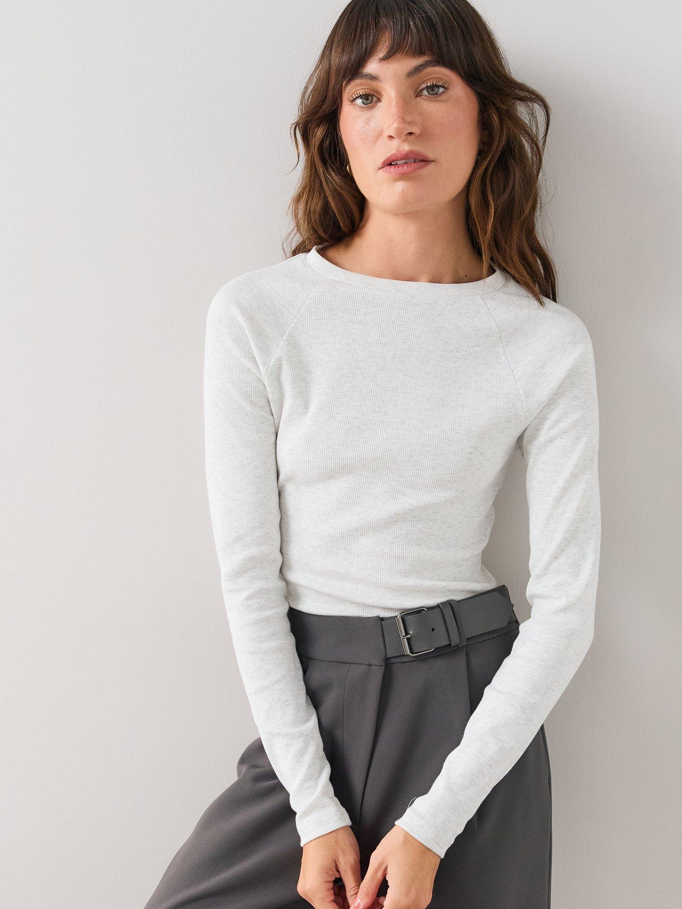 Image 6 of 6 of The Very Collection Soft Rib Long Sleeve Top -&nbsp;White