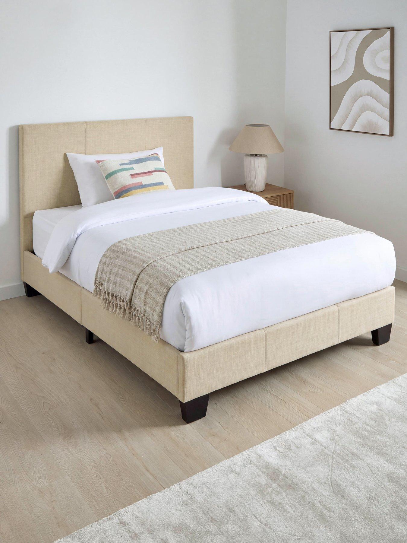 The Very Collection Riley Fabric Small Double Bed Frame with Mattress Options (Buy  &  SAVE!) - Natural - FSC® Certified