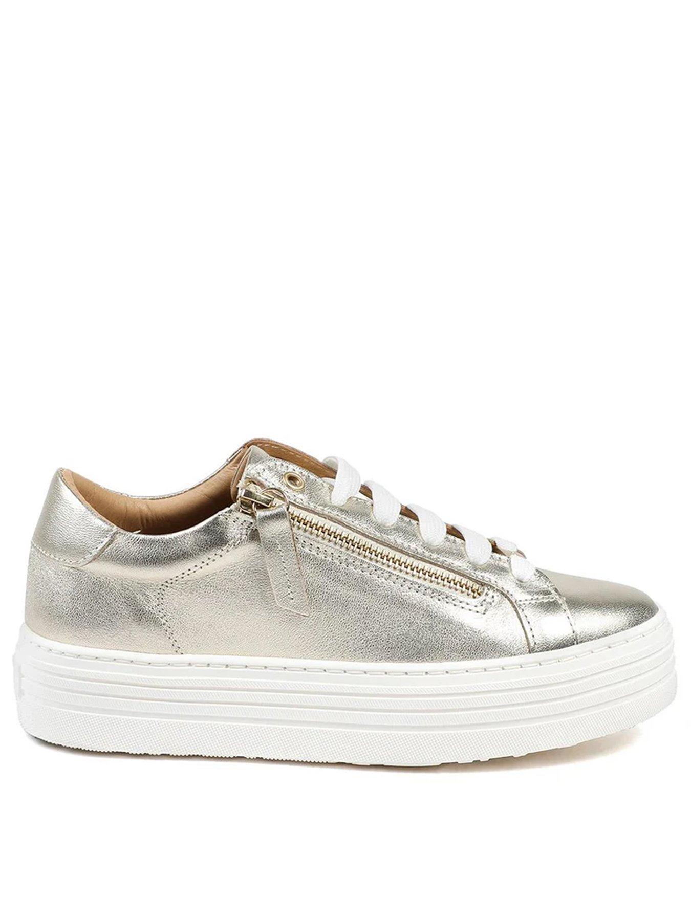 front image of jones-bootmaker-amalia-flatform-trainer-gold