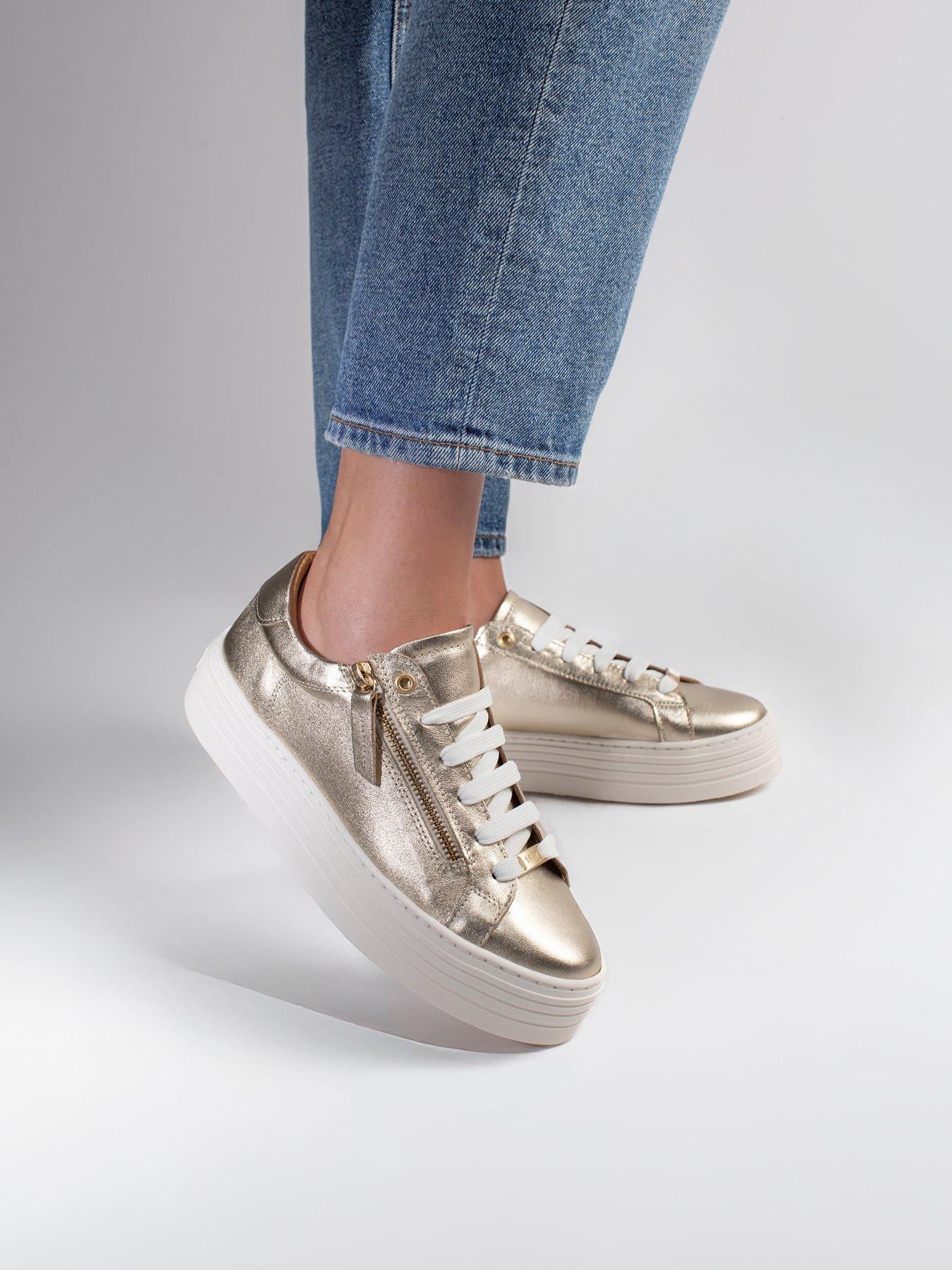  image of jones-bootmaker-amalia-flatform-trainer-gold