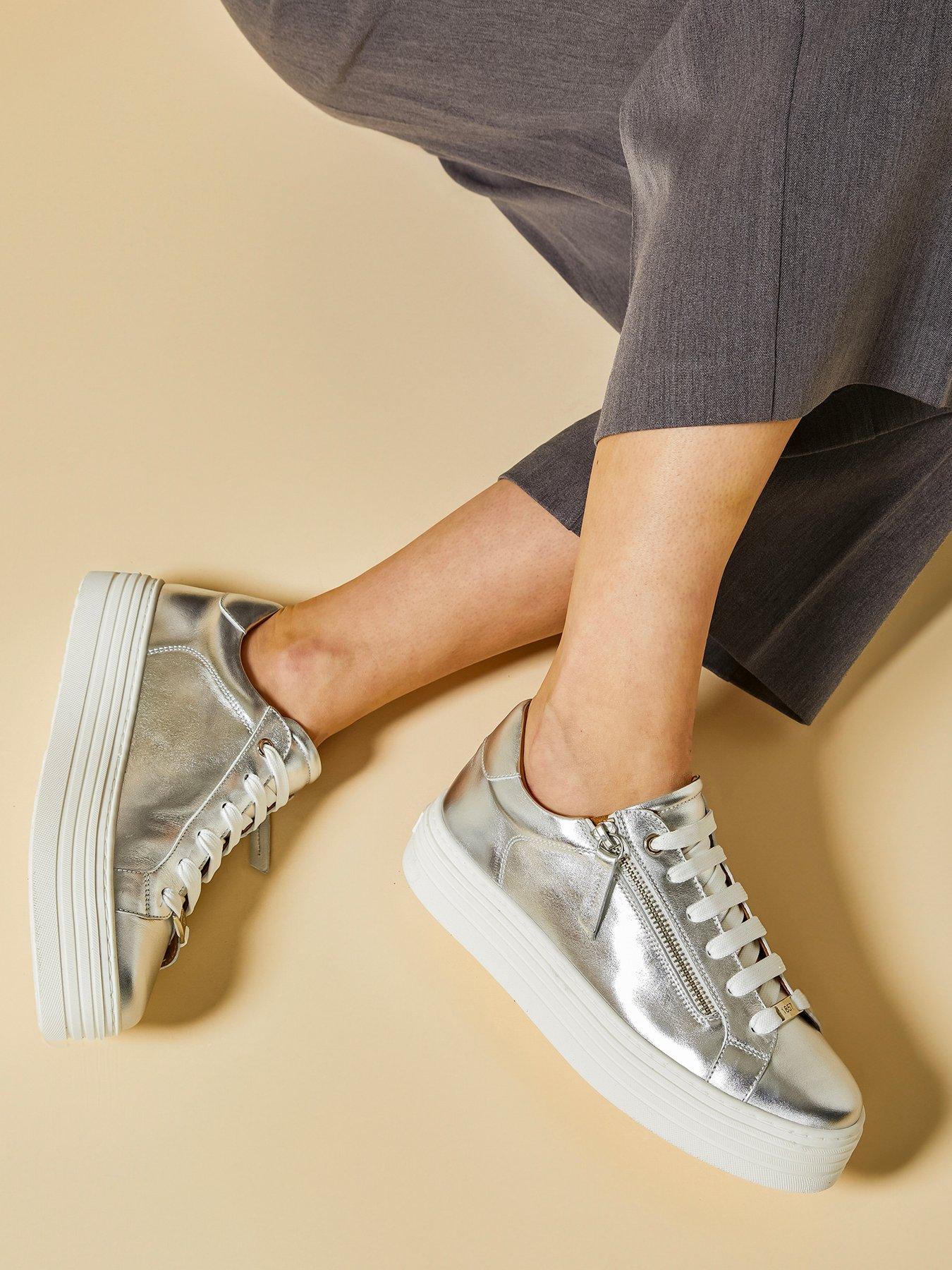  image of jones-bootmaker-amalia-flatform-trainer-silver