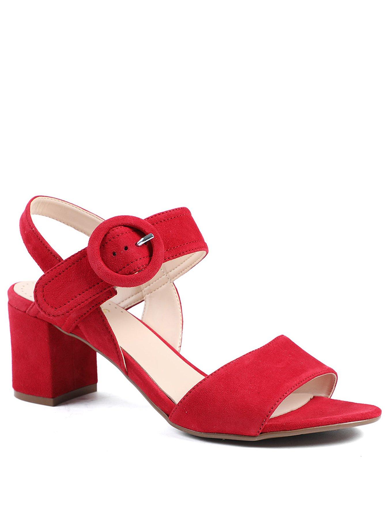 Image 2 of 5 of Jones Bootmaker Garnett Block Heel Buckle Sandal - Red