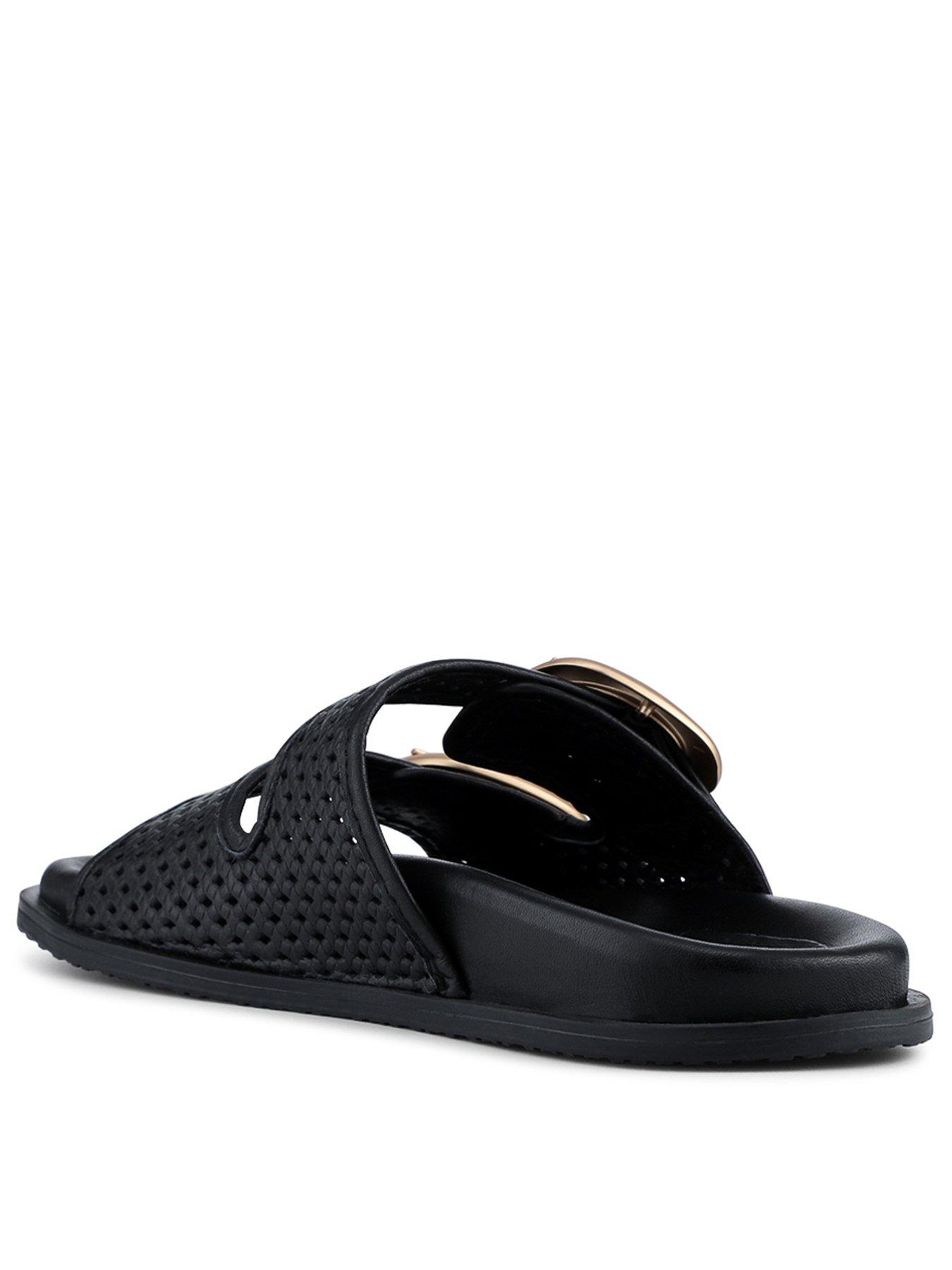  image of jones-bootmaker-gisela-buckle-flat-sandal-black