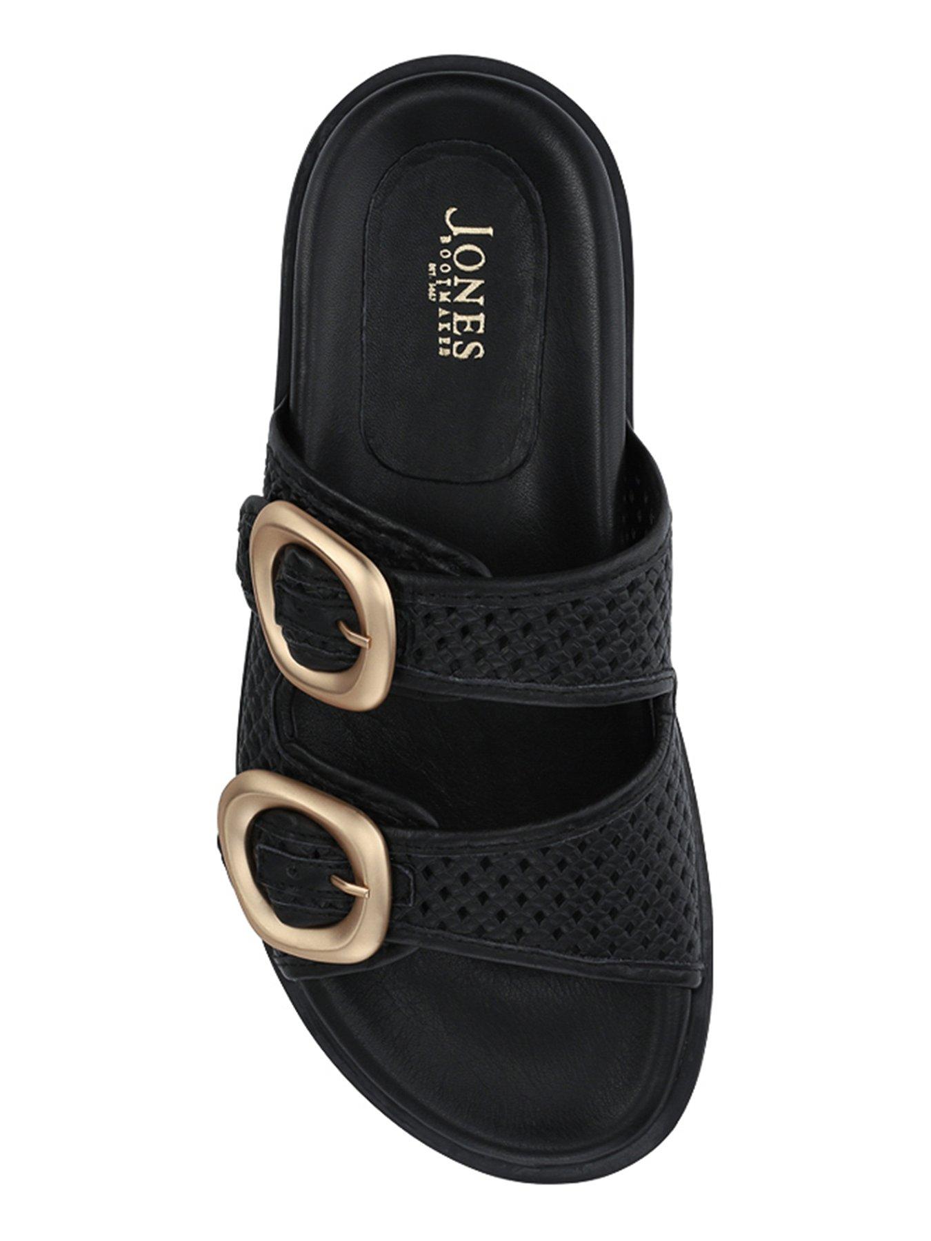  image of jones-bootmaker-gisela-buckle-flat-sandal-black