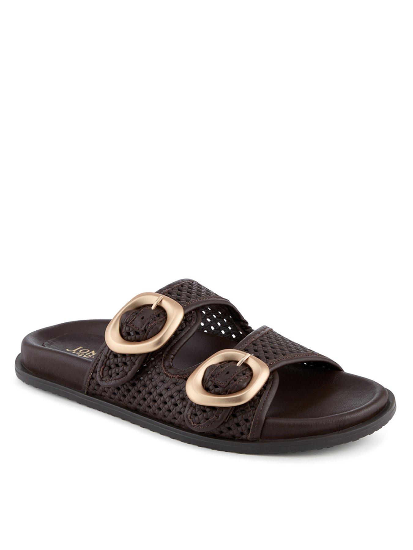 stillFront image of jones-bootmaker-gisela-buckle-flat-sandal-brown