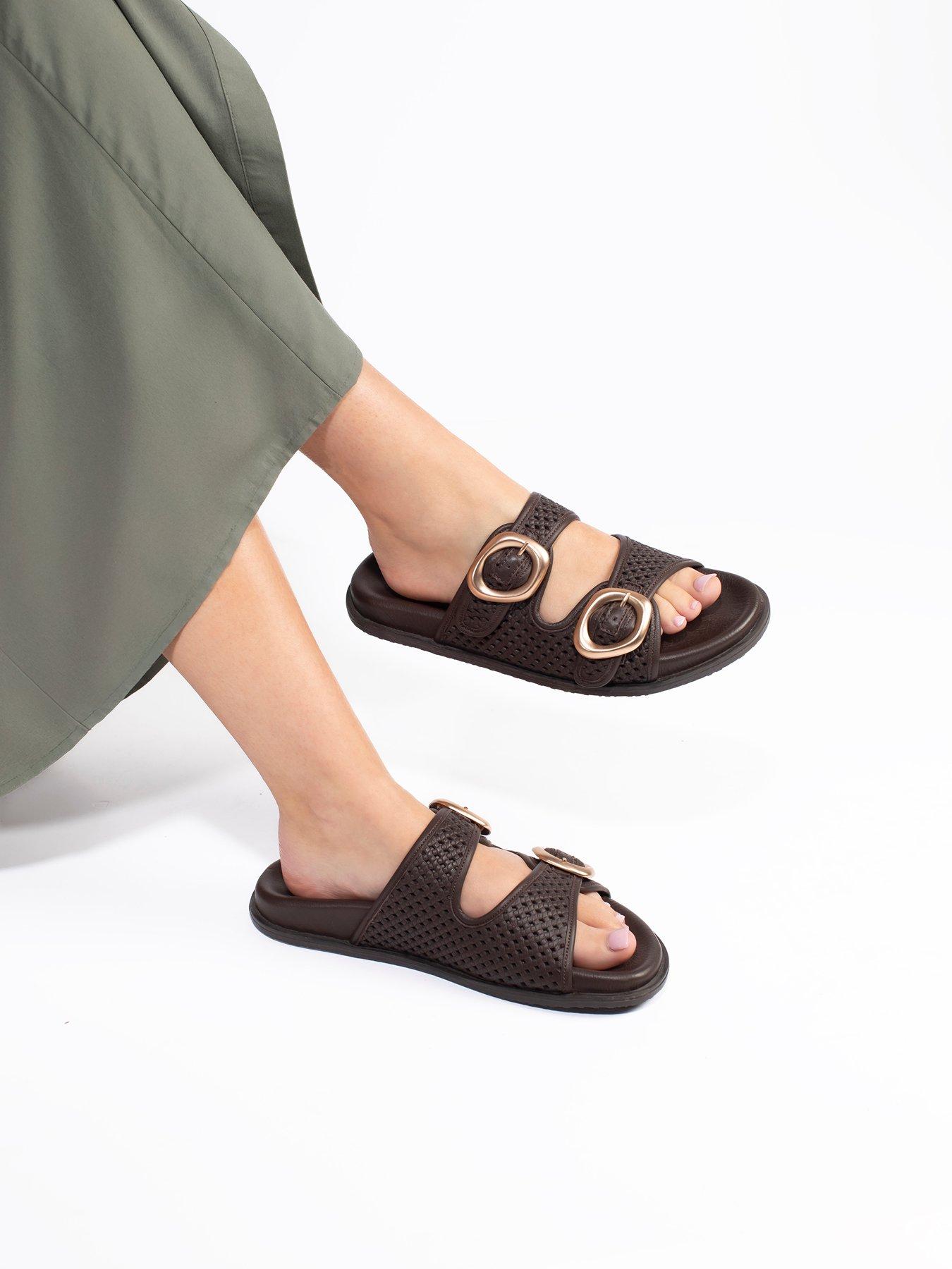  image of jones-bootmaker-gisela-buckle-flat-sandal-brown