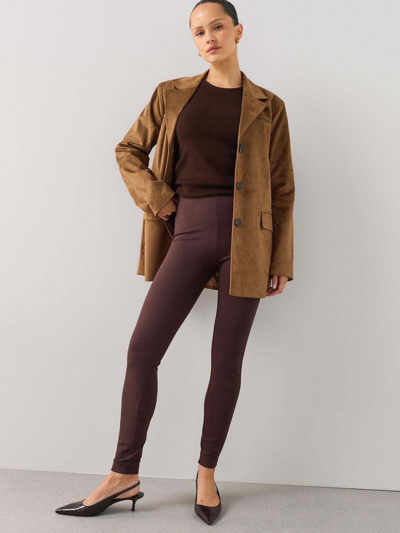 Image 1 of 7 of The Very Collection Premium Stretch Ponte Legging - Brown