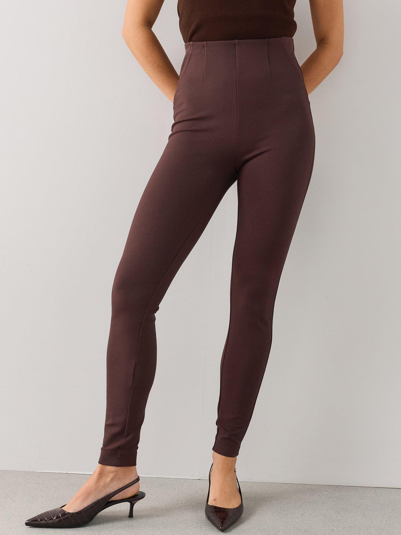 Image 3 of 7 of The Very Collection Premium Stretch Ponte Legging - Brown