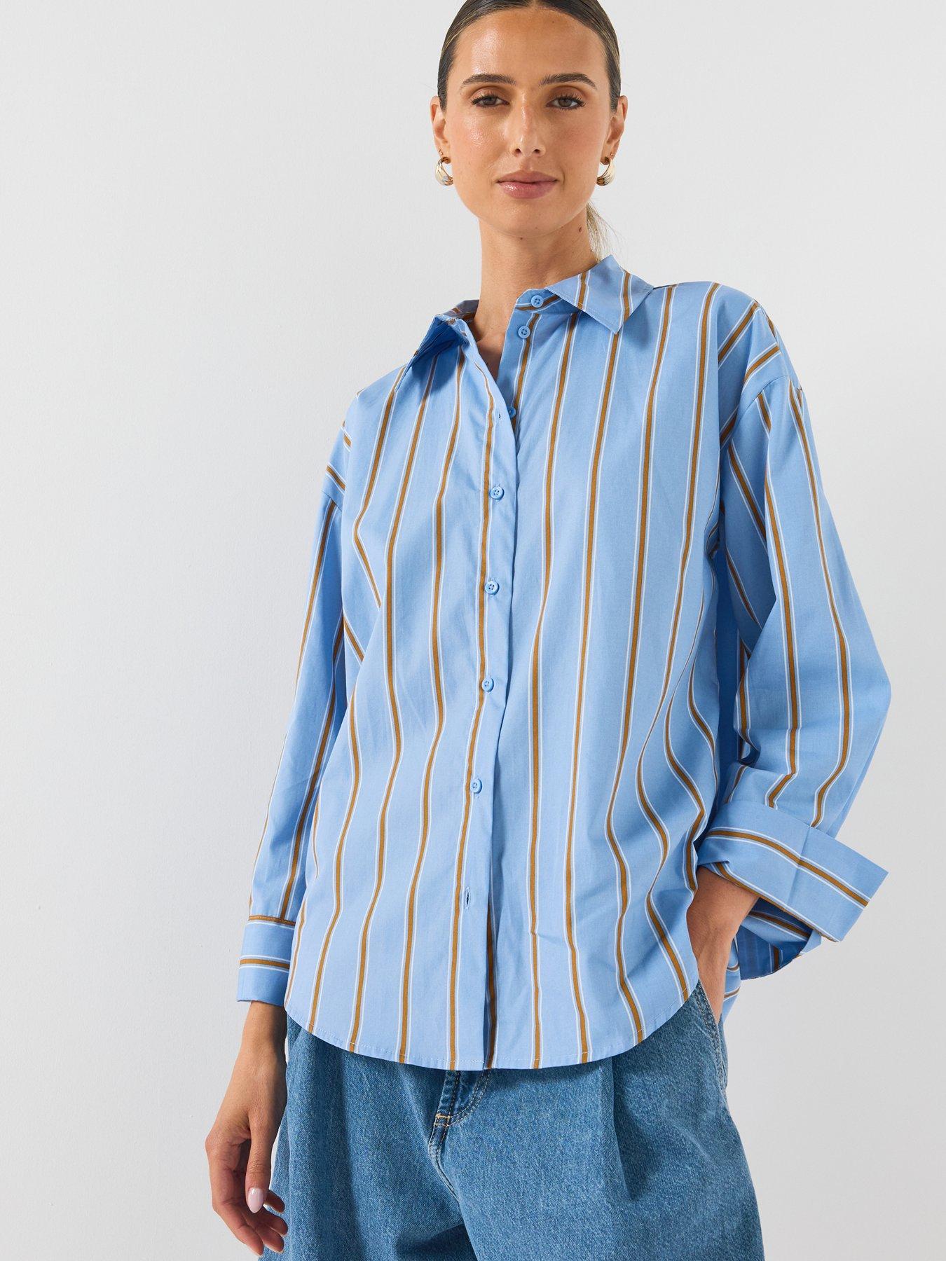 JDY Long Sleeve Striped Shirt - Blue