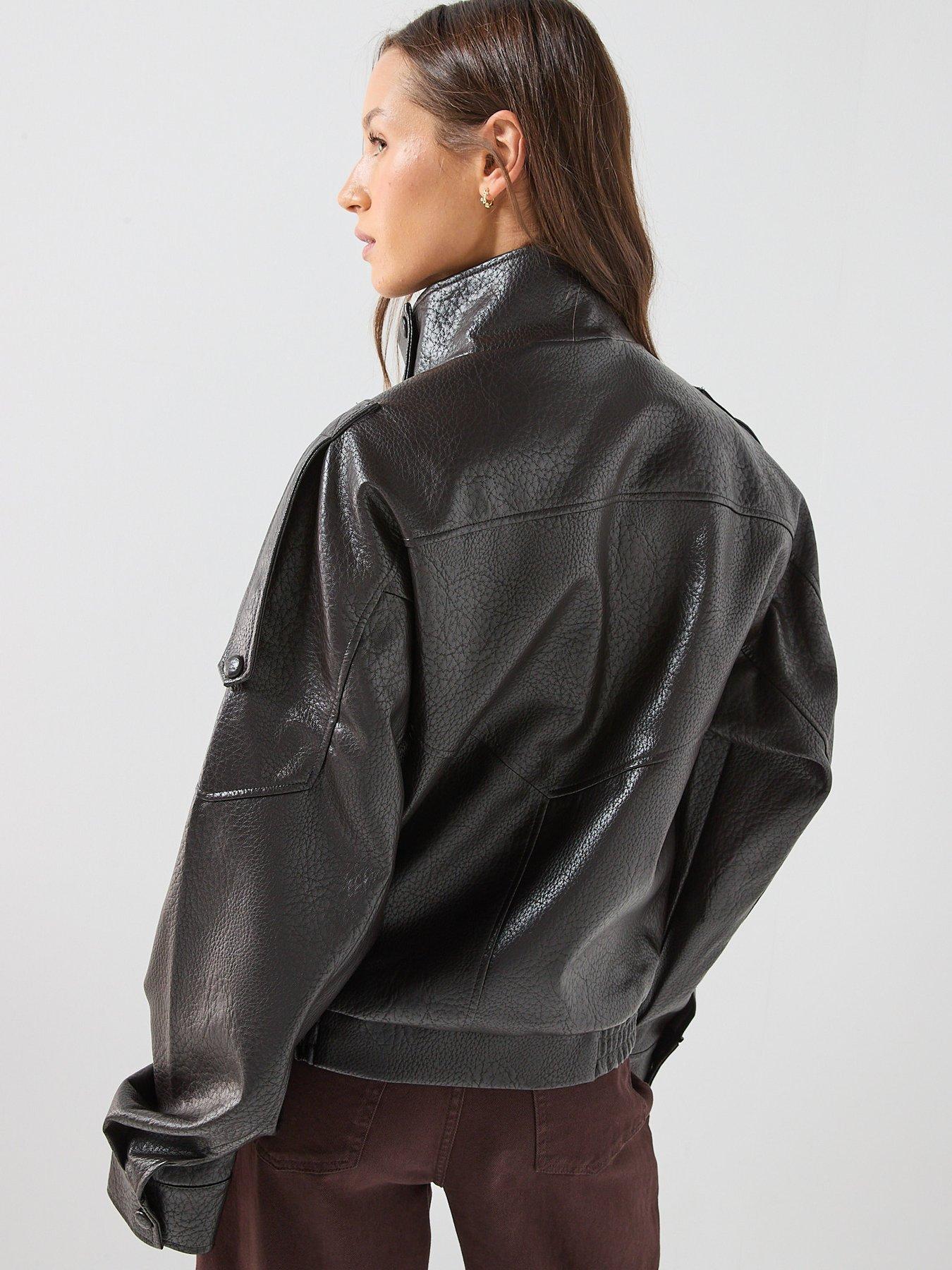 Image 2 of 6 of JDY Jdyraye PU Oversized Bomber Jacket - Chocolate Torte