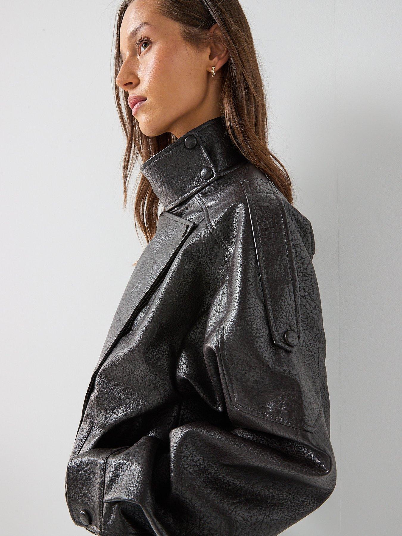 Image 5 of 6 of JDY Jdyraye PU Oversized Bomber Jacket - Chocolate Torte