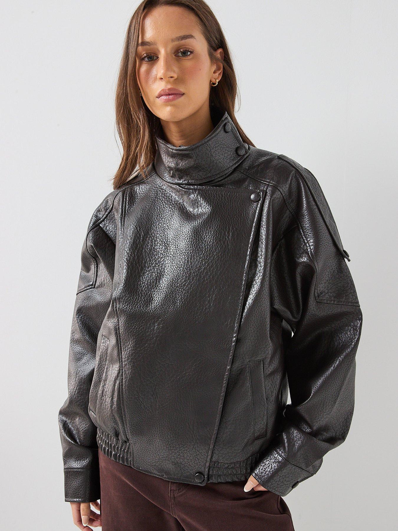 Image 6 of 6 of JDY Jdyraye PU Oversized Bomber Jacket - Chocolate Torte