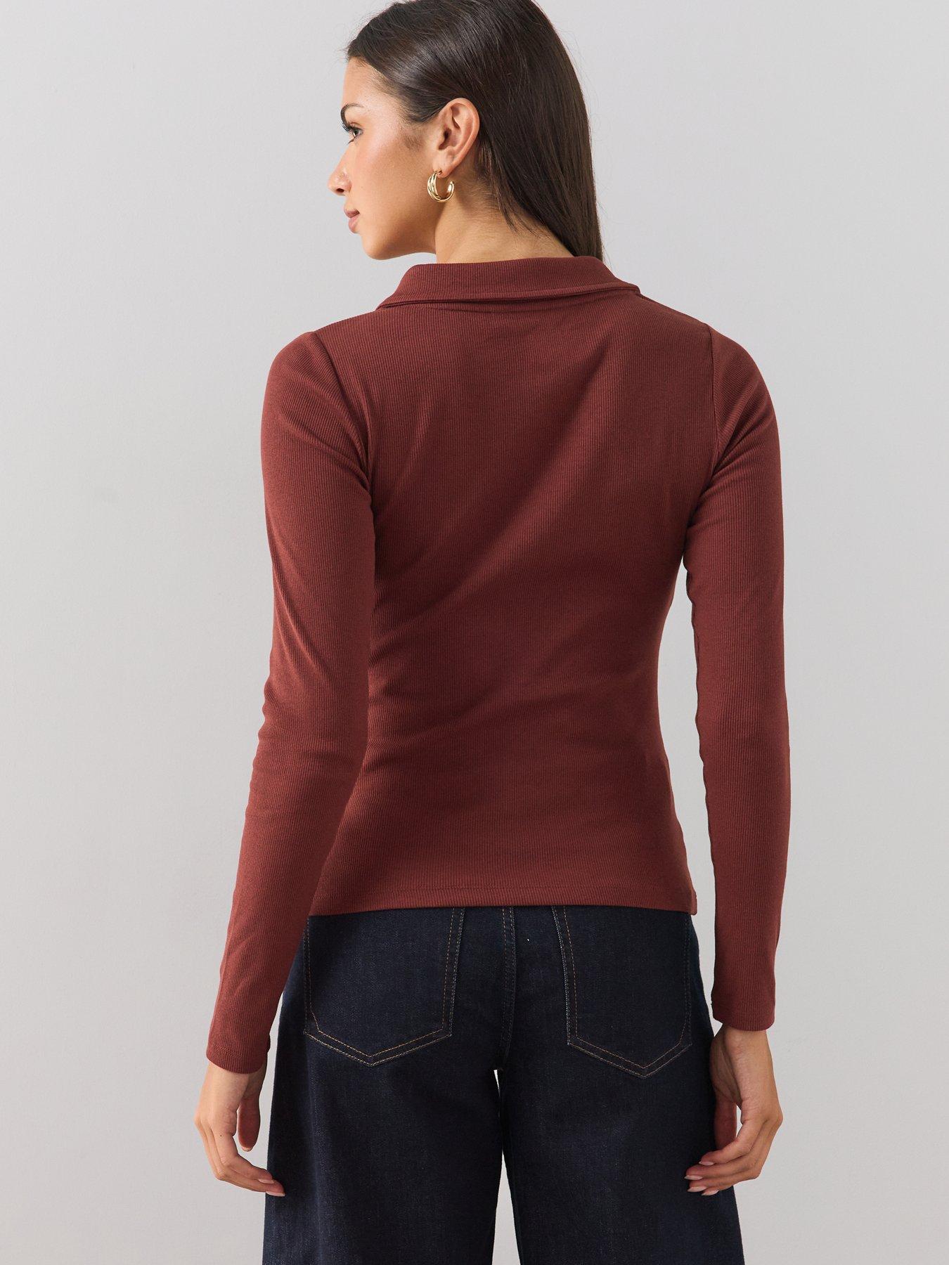 Image 2 of 6 of The Very Collection Rib Long Sleeve Polo Top