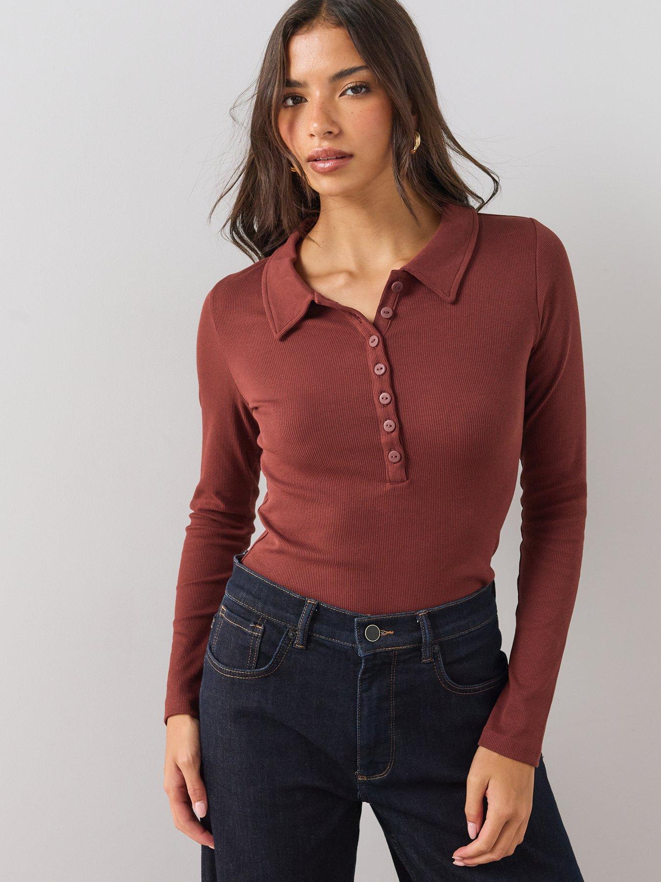 Image 5 of 6 of The Very Collection Rib Long Sleeve Polo Top