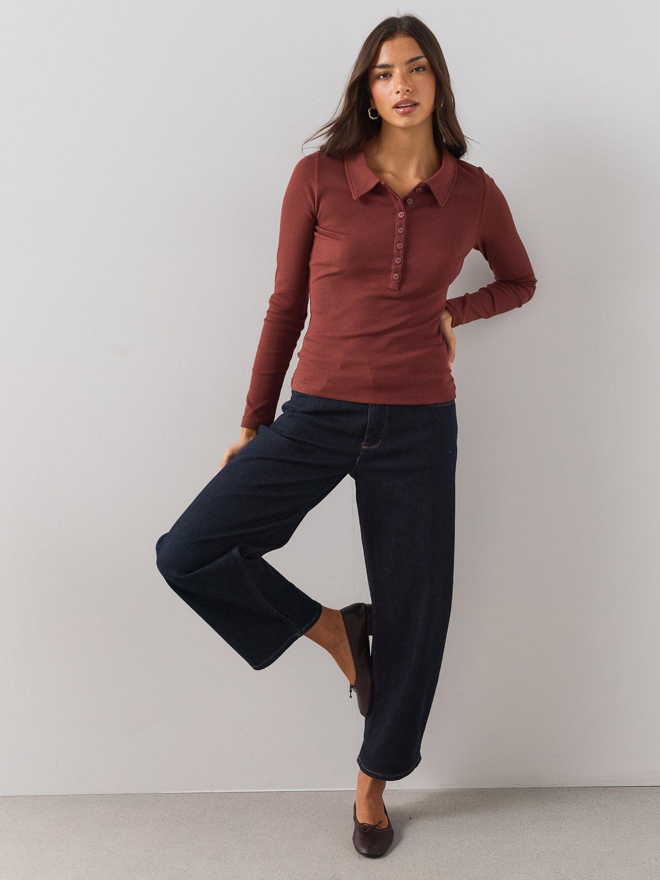 Image 6 of 6 of The Very Collection Rib Long Sleeve Polo Top
