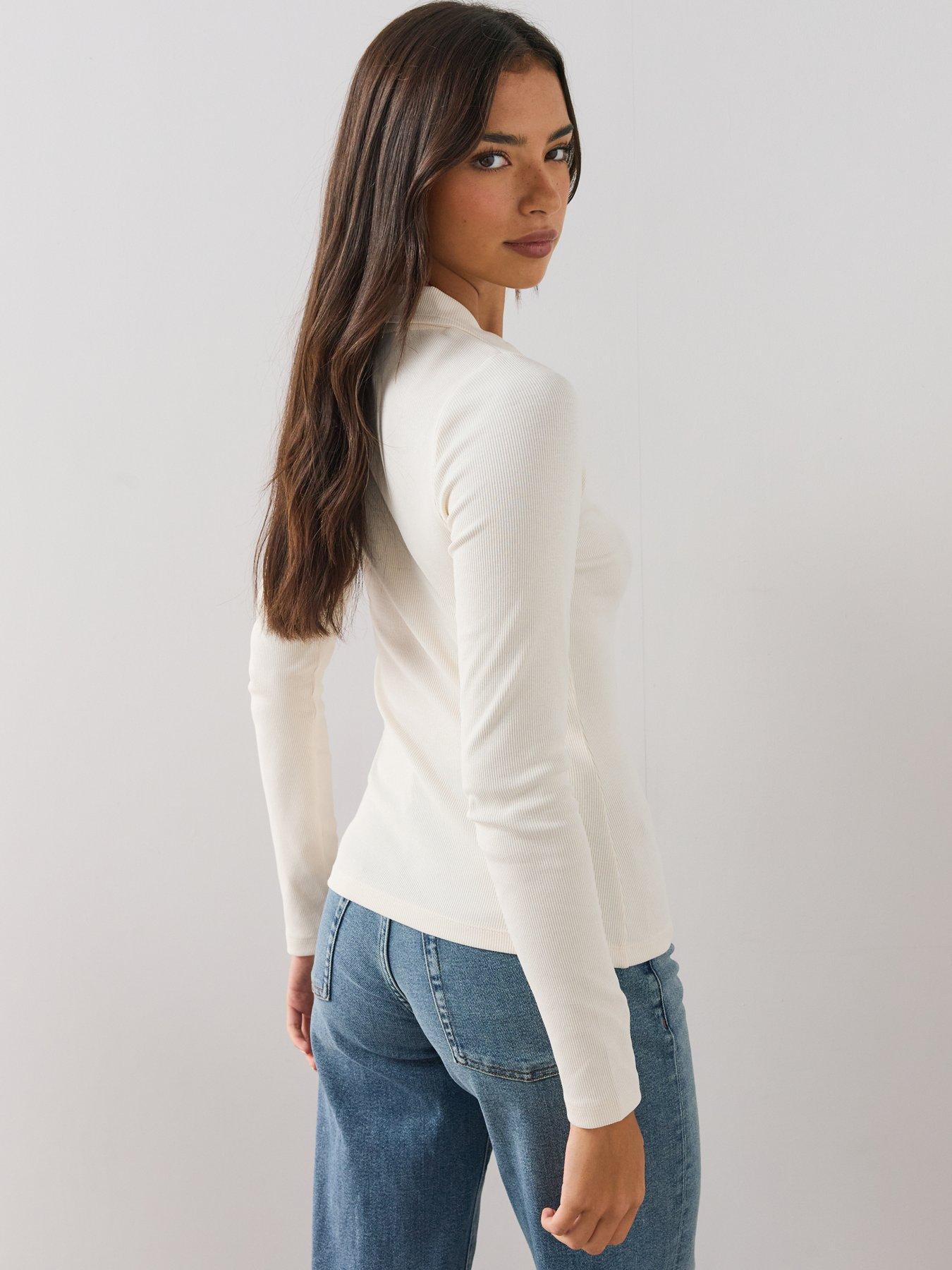Image 2 of 6 of The Very Collection Rib Long Sleeve Polo Top