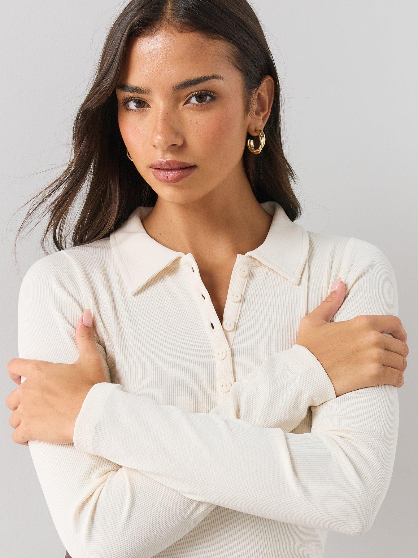 Image 4 of 6 of The Very Collection Rib Long Sleeve Polo Top