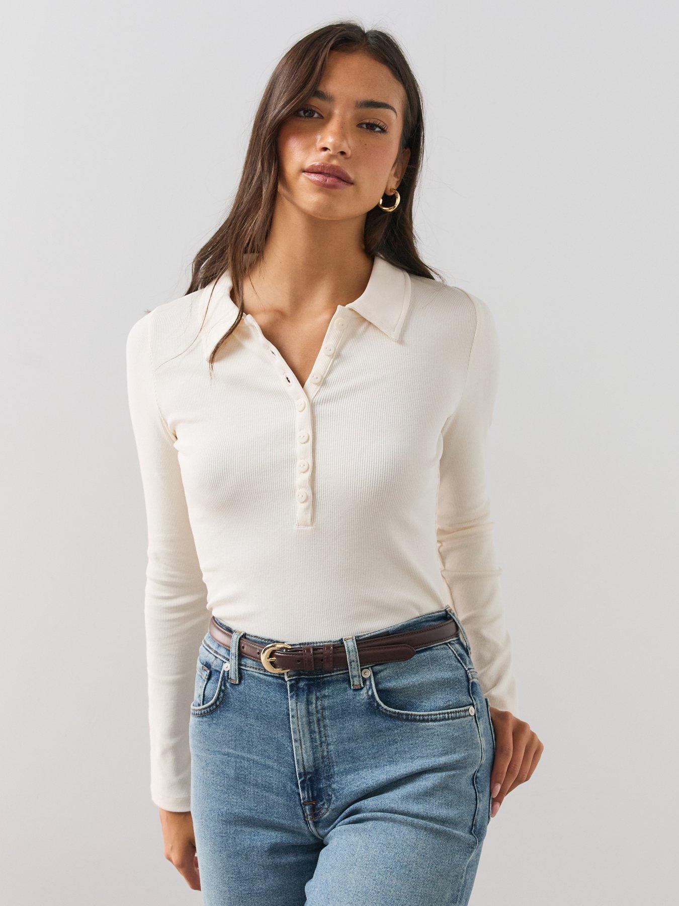 Image 6 of 6 of The Very Collection Rib Long Sleeve Polo Top
