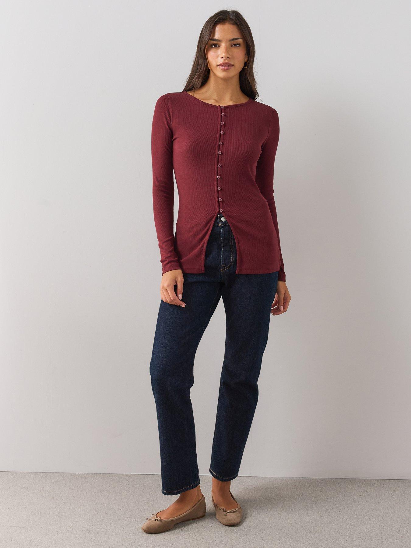Image 3 of 6 of The Very Collection Button Through Slit Long Sleeve Top