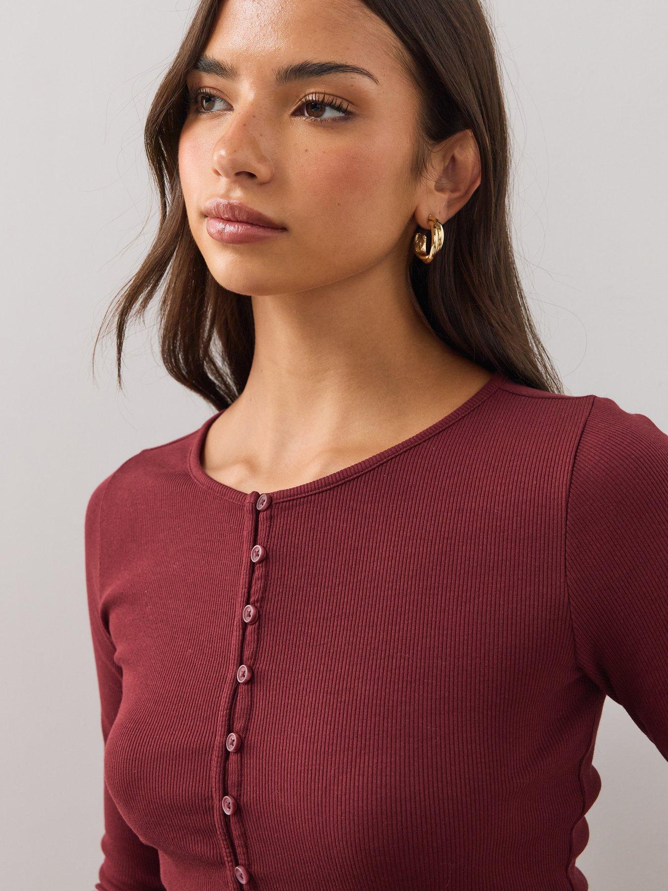 Image 4 of 6 of The Very Collection Button Through Slit Long Sleeve Top