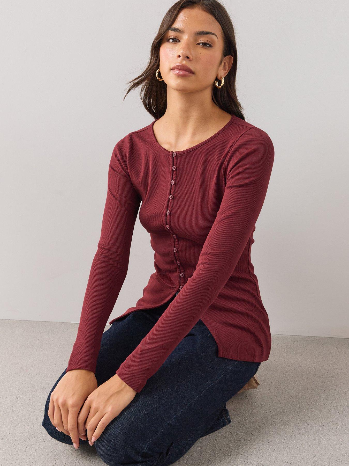 Image 5 of 6 of The Very Collection Button Through Slit Long Sleeve Top