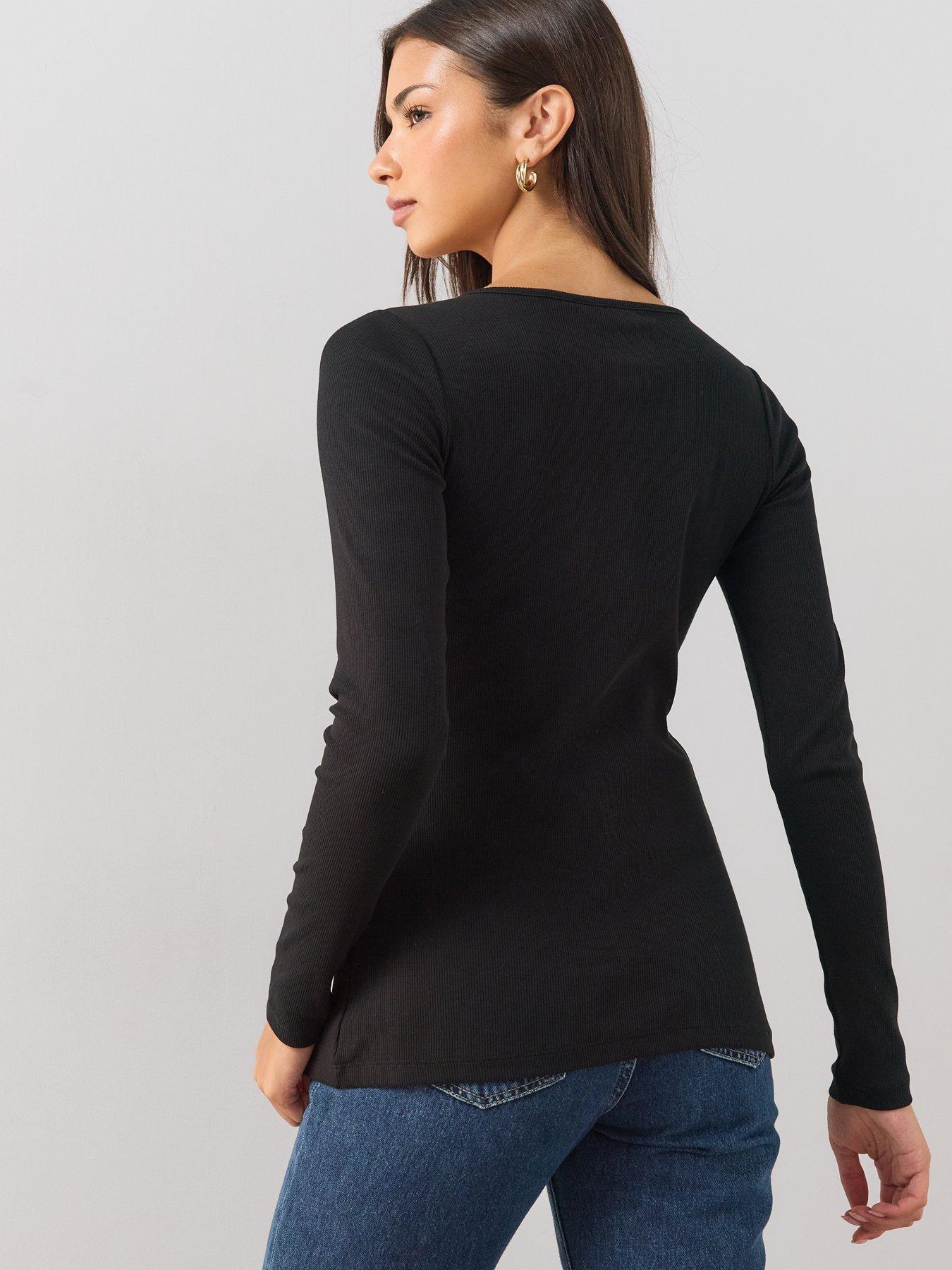 Image 2 of 6 of The Very Collection Button Through Slit Long Sleeve Top