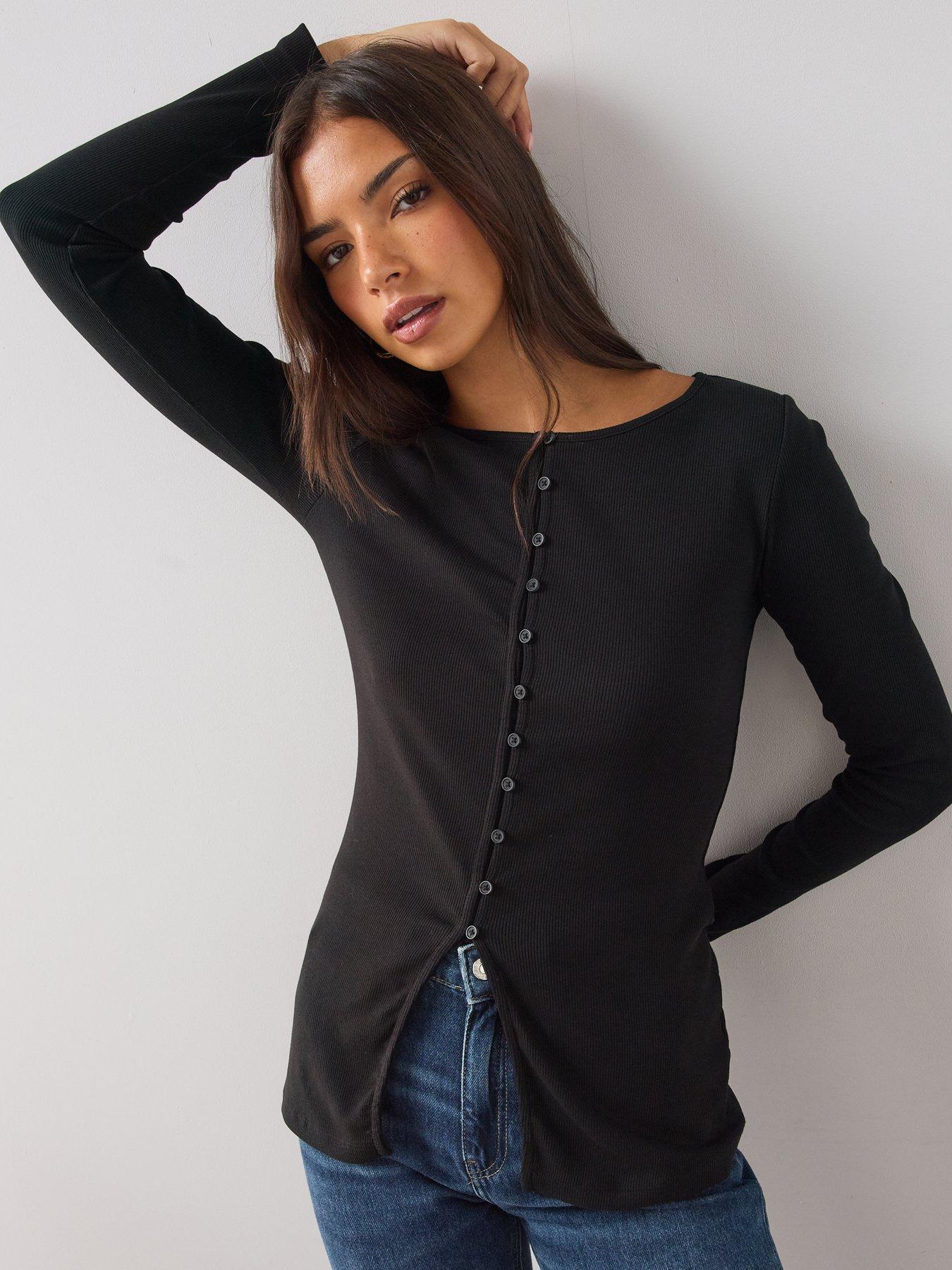 Image 5 of 6 of The Very Collection Button Through Slit Long Sleeve Top