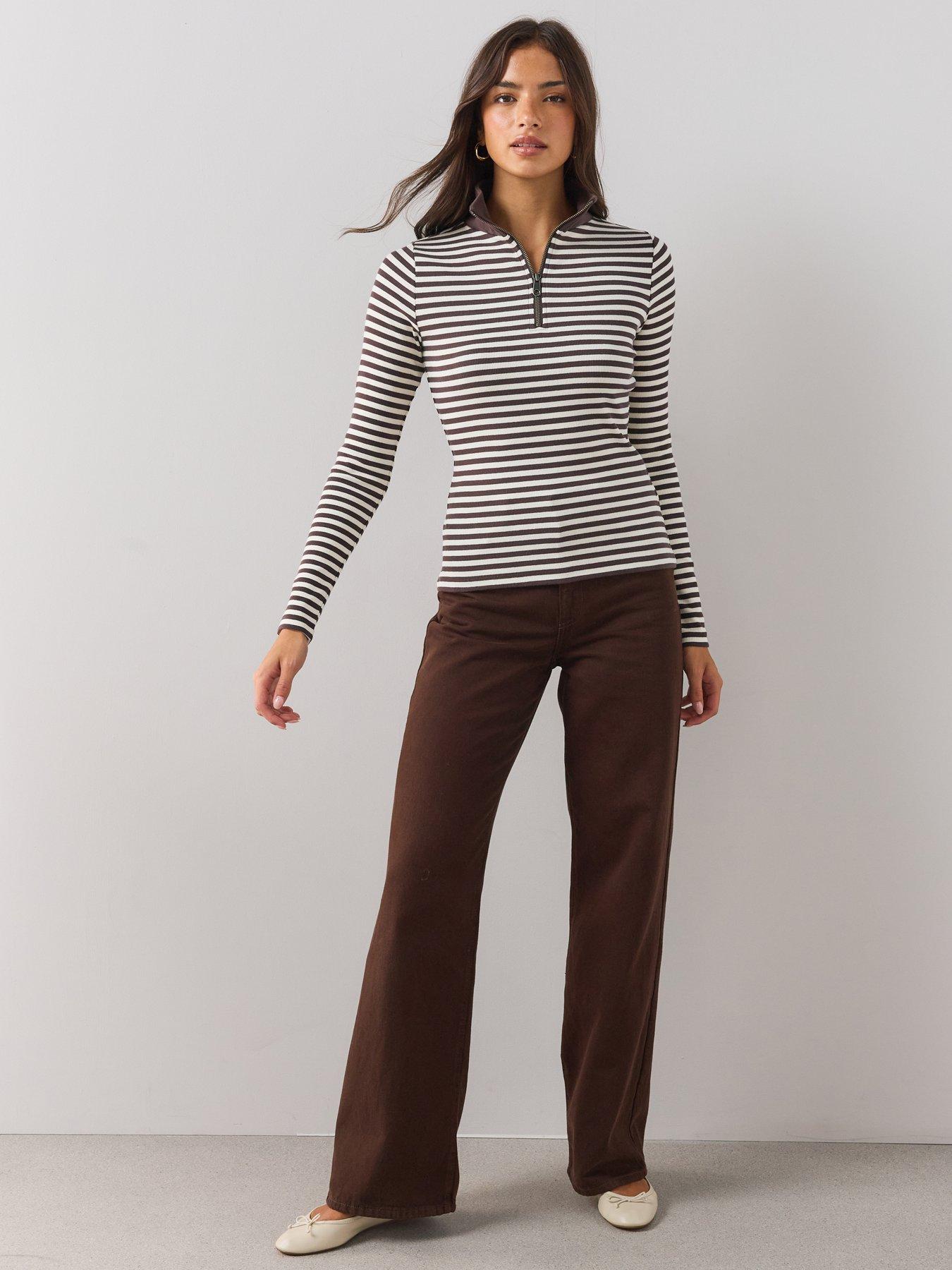 Image 6 of 6 of The Very Collection Stripe Quarter Zip Stripe Top