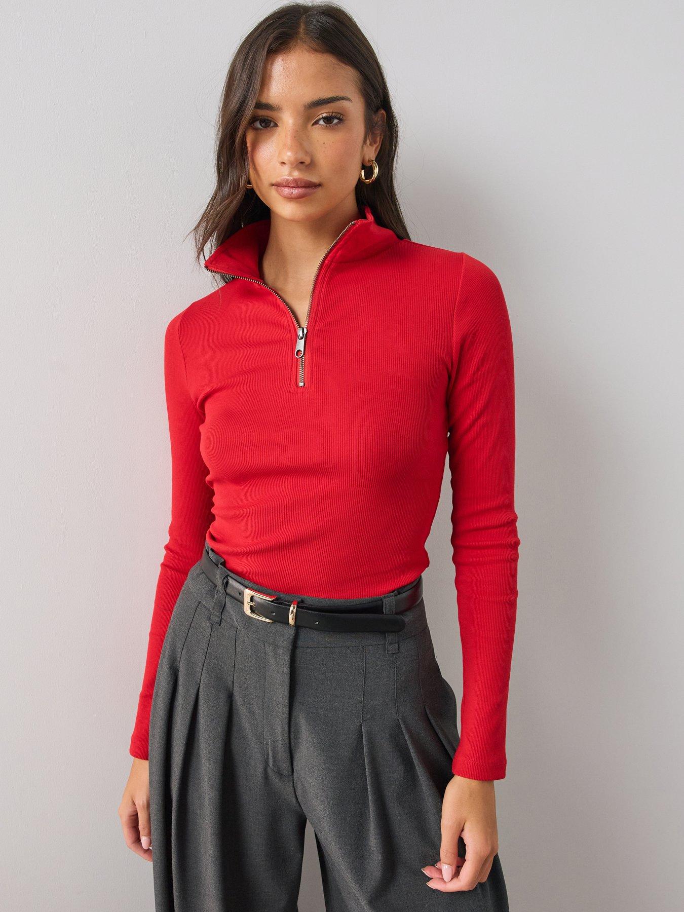 Image 1 of 6 of The Very Collection Quarter Zip Stripe Top