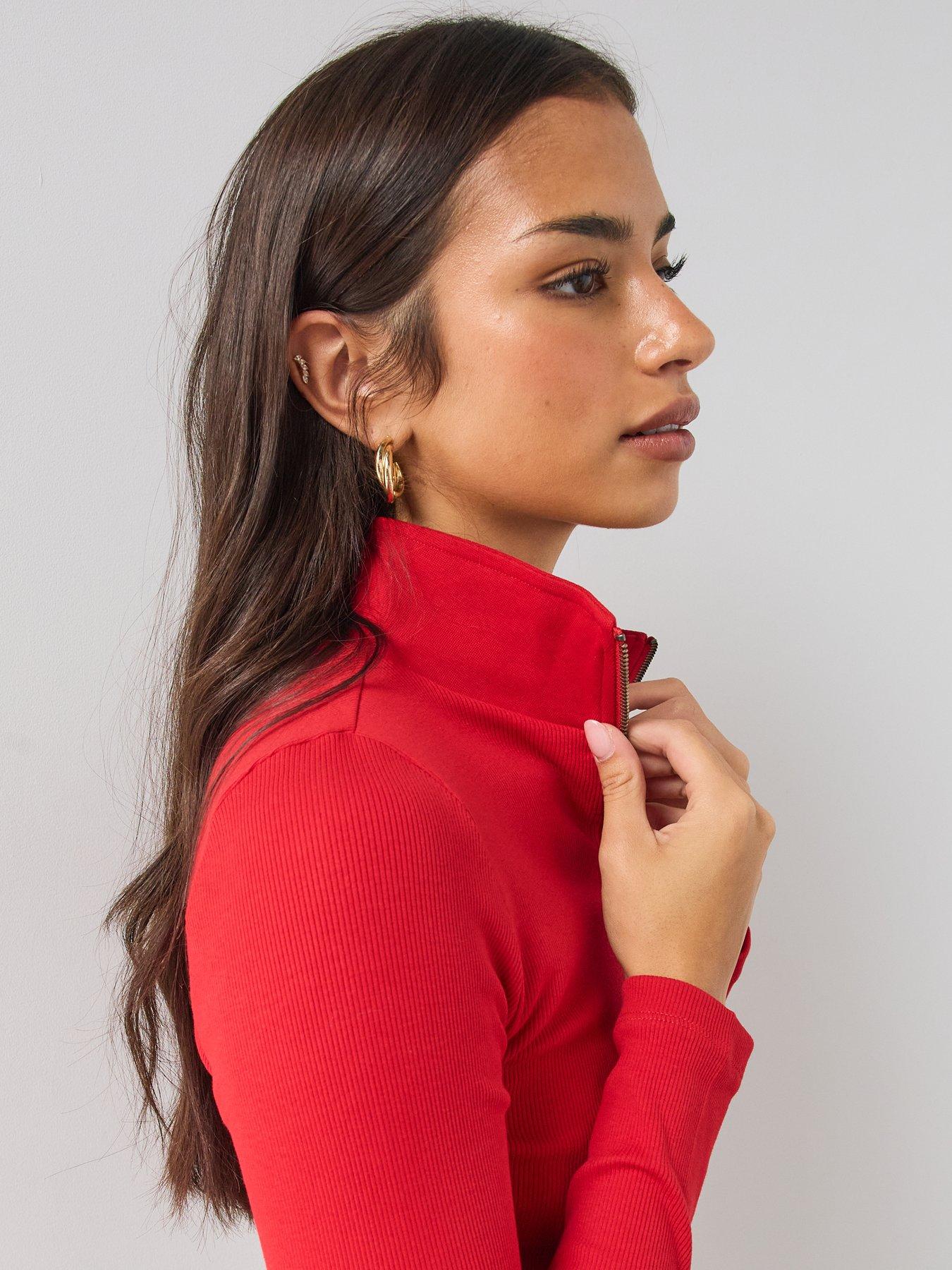 Image 4 of 6 of The Very Collection Quarter Zip Stripe Top