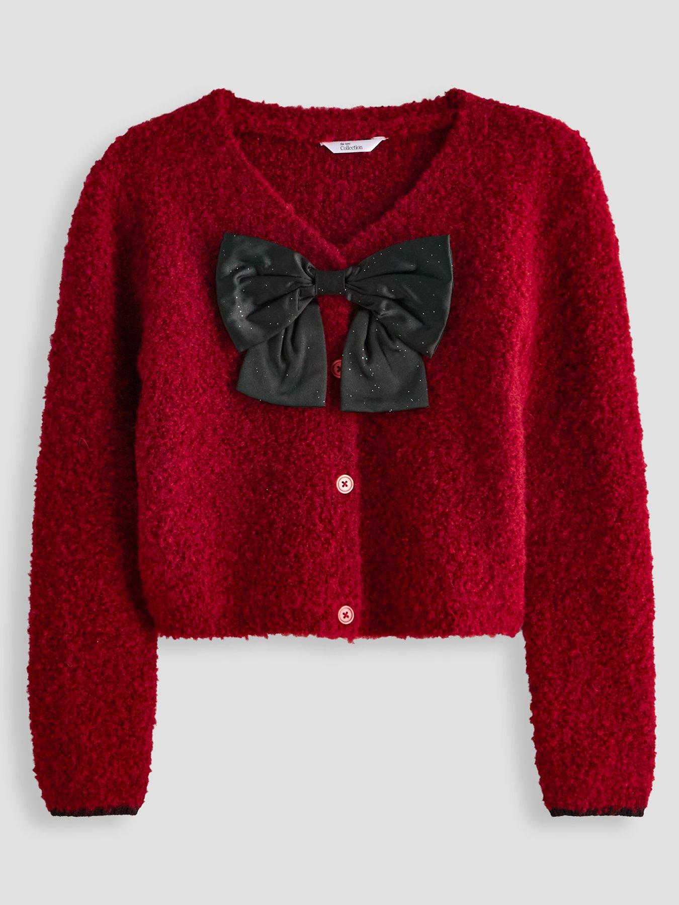Image 1 of 5 of The Very Collection Girls Bow Front Cardigan (3 - 16 years) - Red