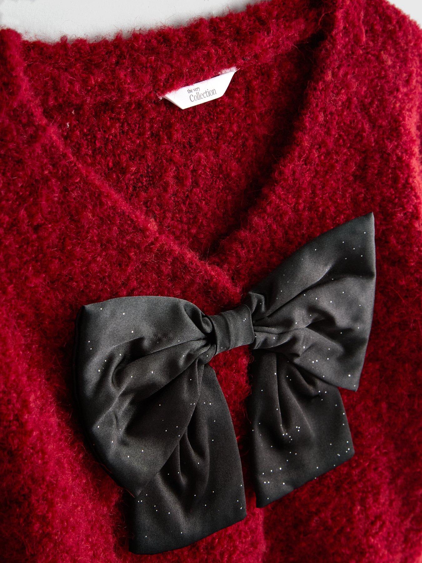Image 4 of 5 of The Very Collection Girls Bow Front Cardigan (3 - 16 years) - Red