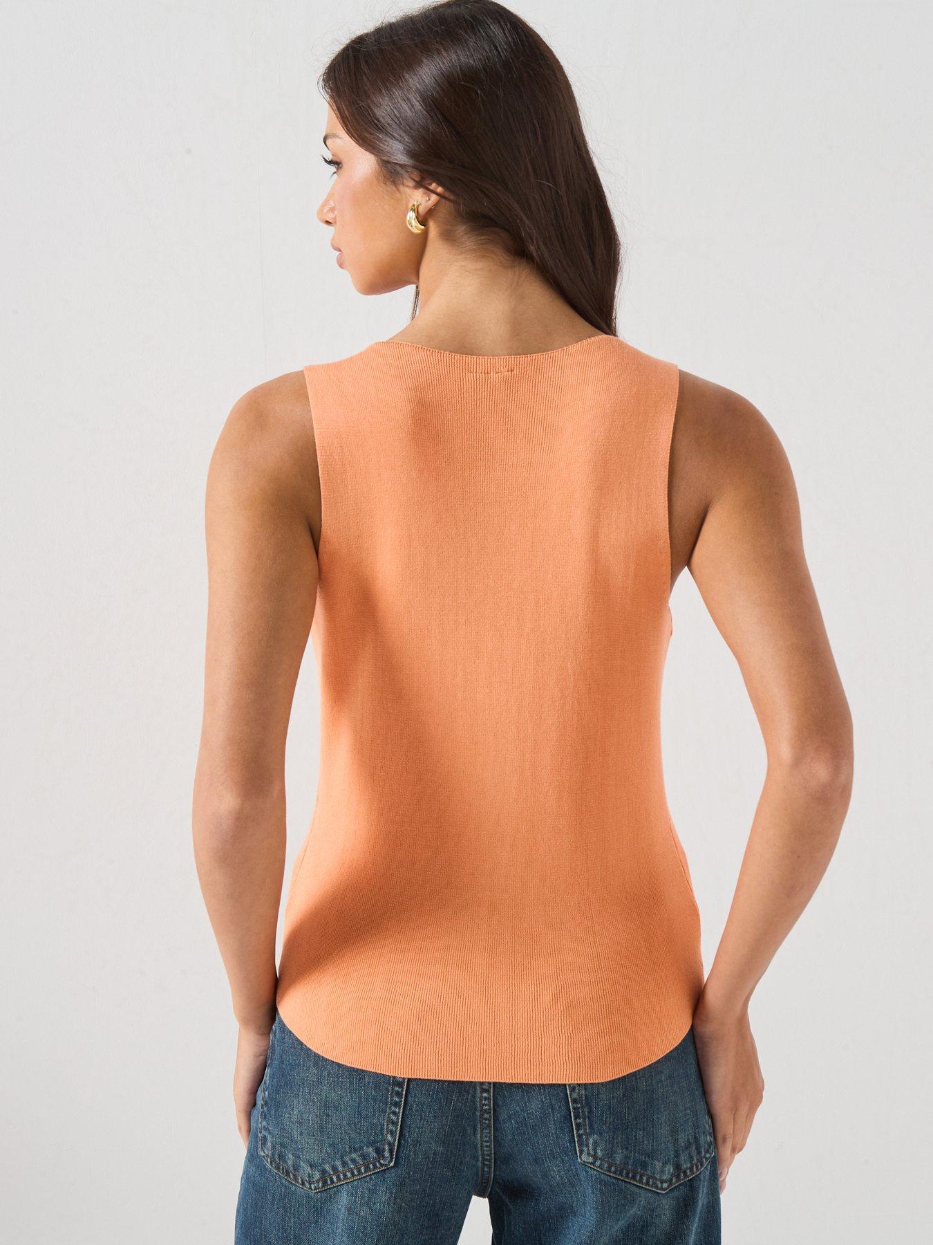 Image 2 of 5 of Vero Moda Vmkylie Sl Vest Knit Top Exp - Orange