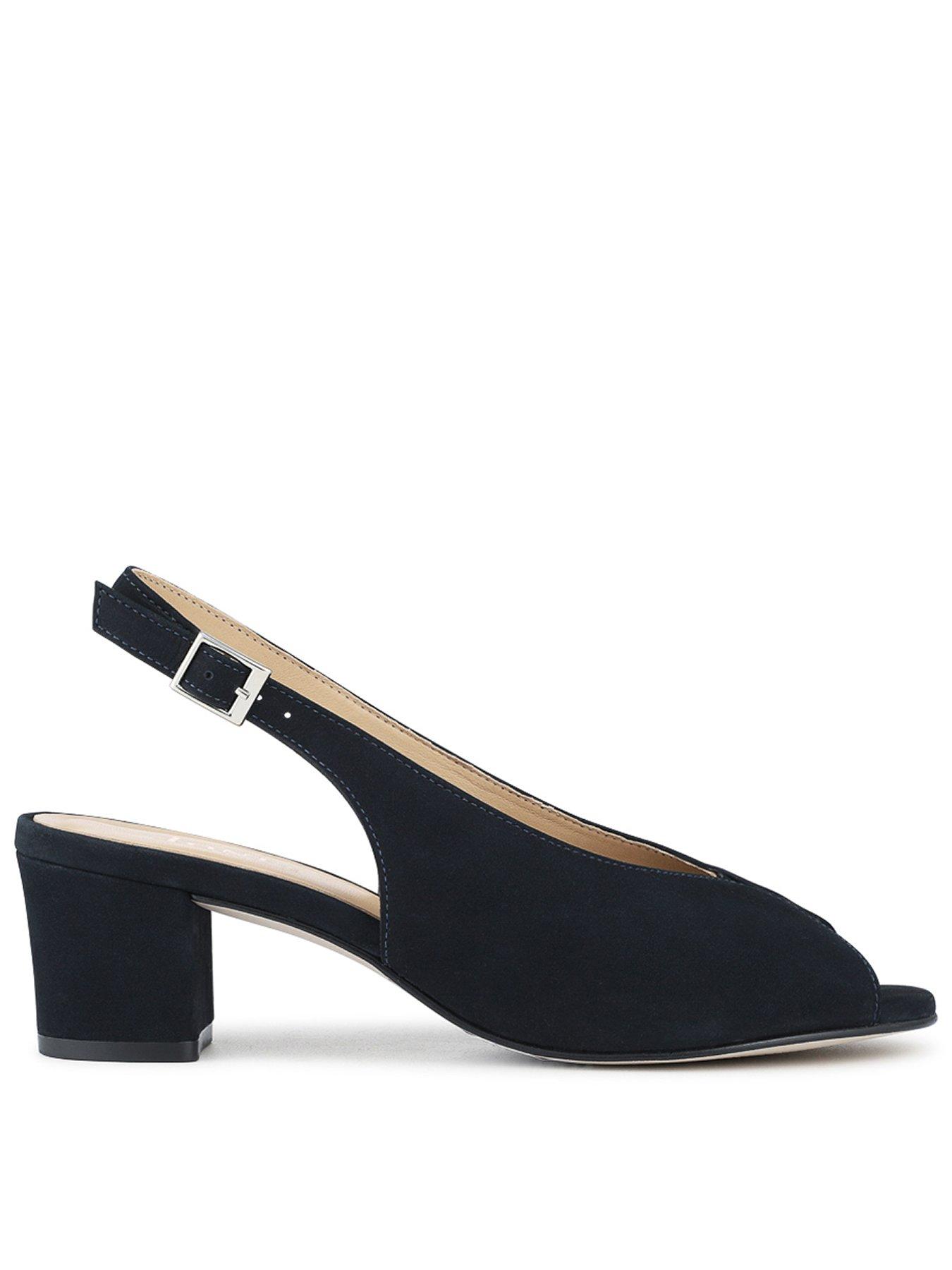 Jones Bootmaker Zahara Peep Toe Block Court Heel - Navy