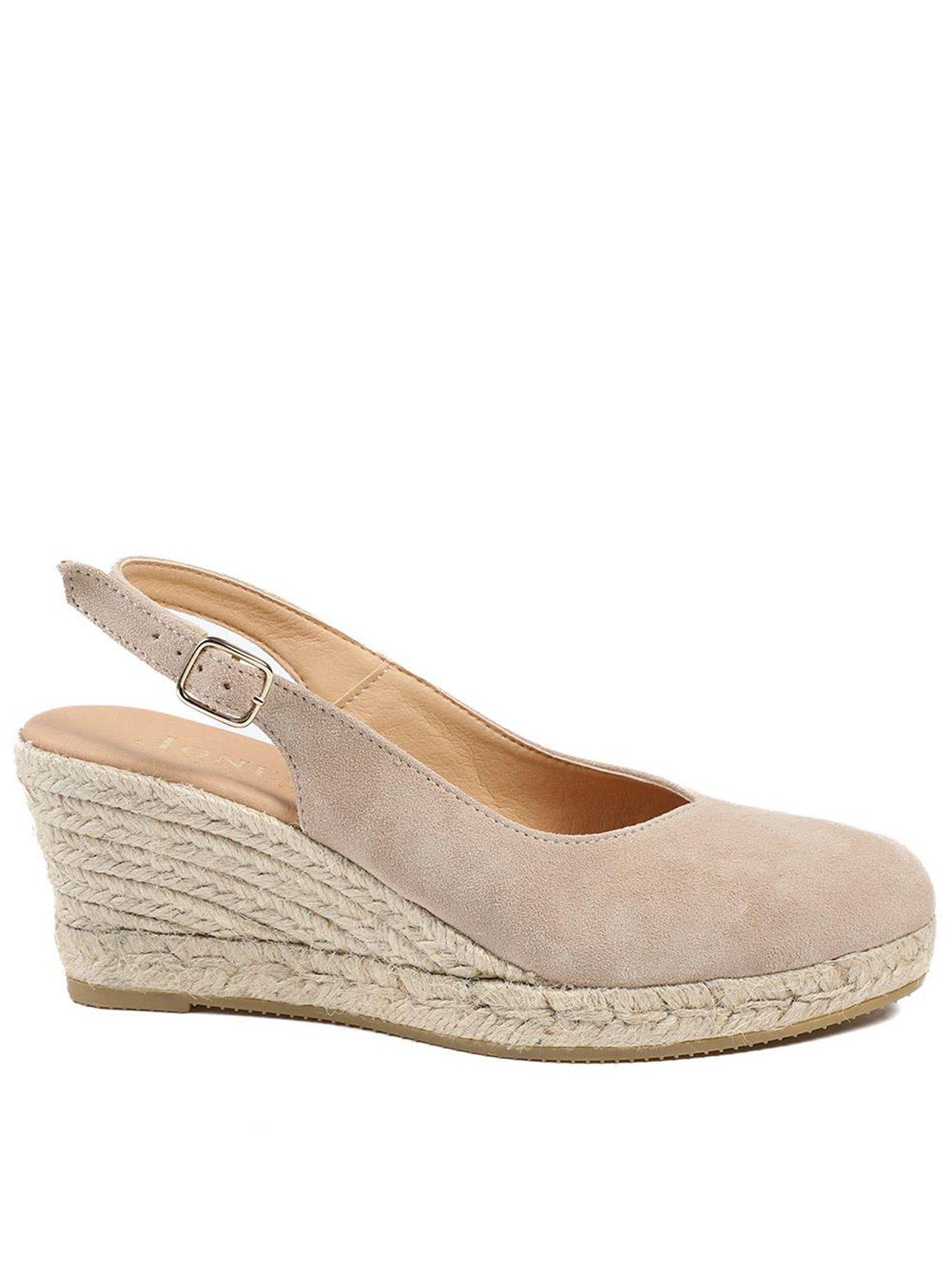  image of jones-bootmaker-wide-fit-cederica-suede-wedge-beige