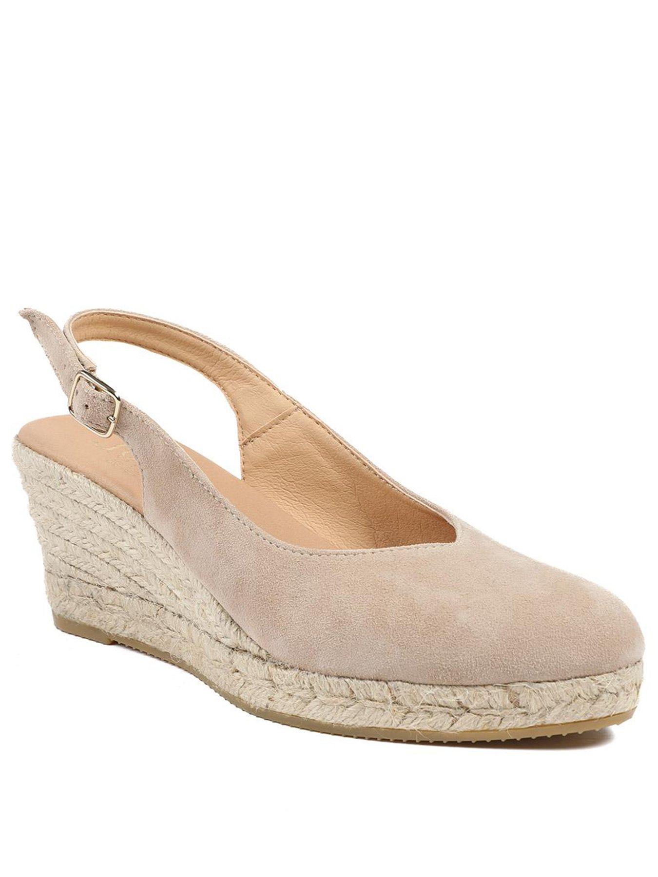  image of jones-bootmaker-wide-fit-cederica-suede-wedge-beige