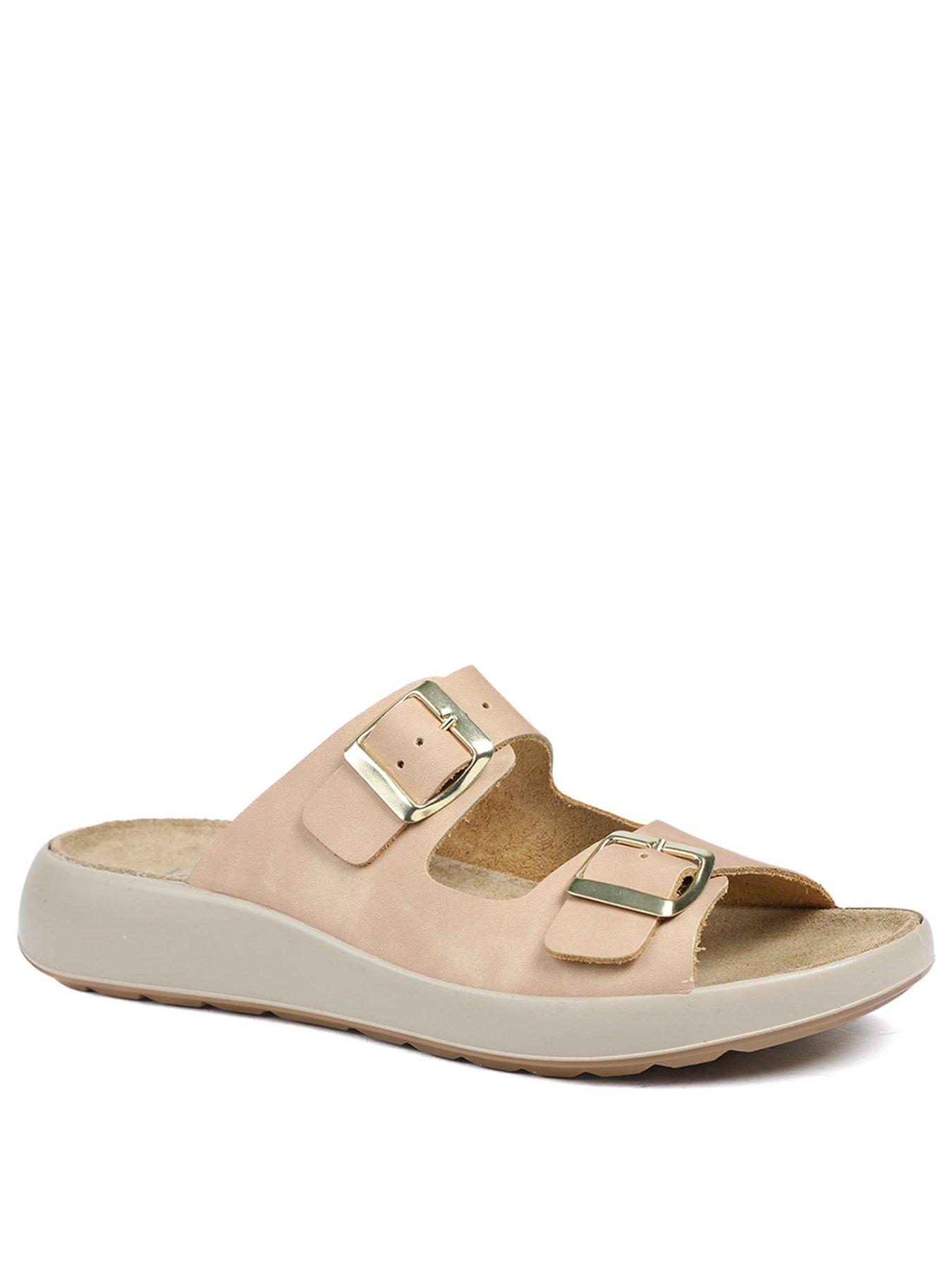 stillFront image of jones-bootmaker-harlow-buckle-flat-sandal-beige