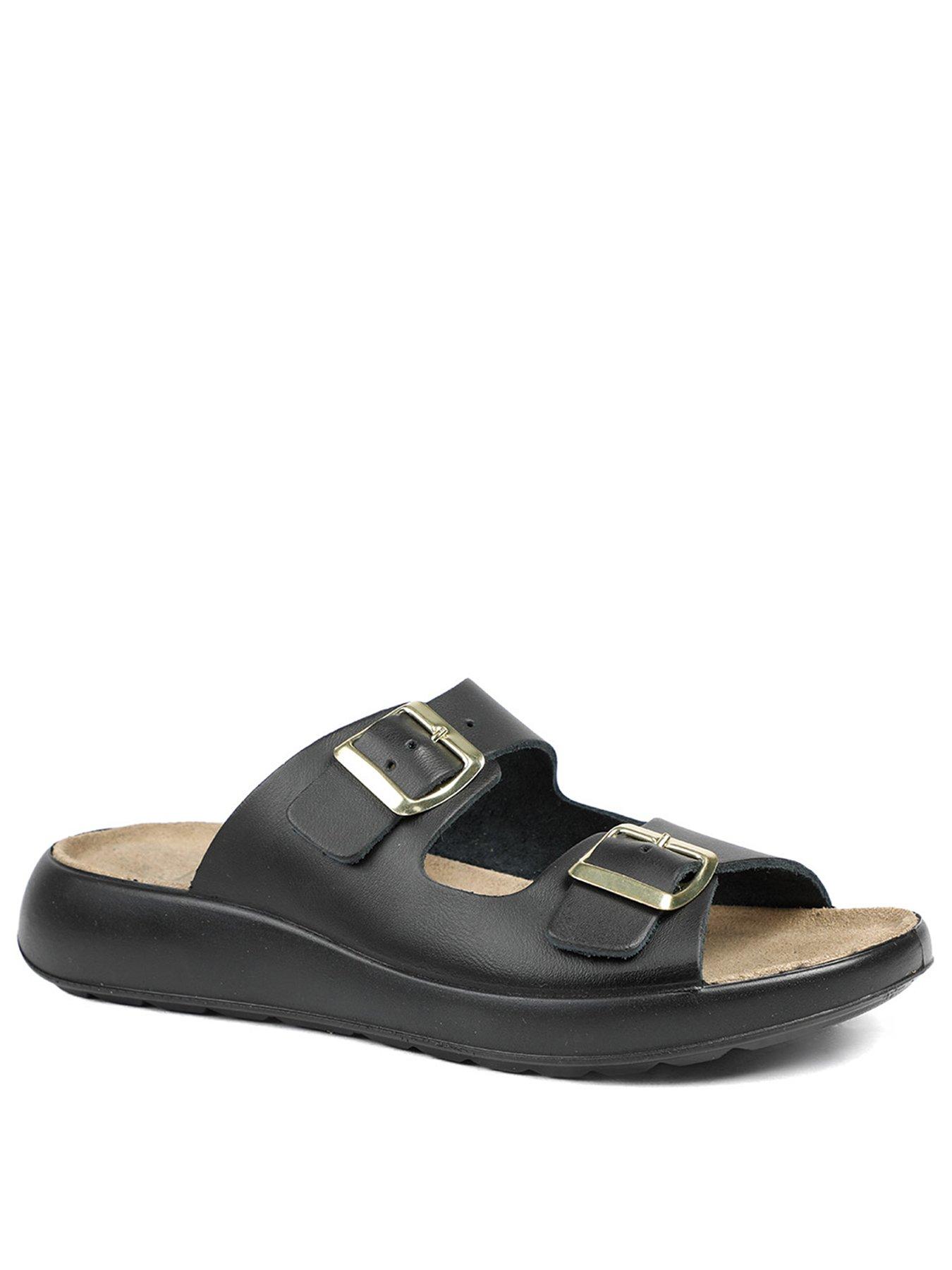  image of jones-bootmaker-harlow-buckle-flat-sandal-black