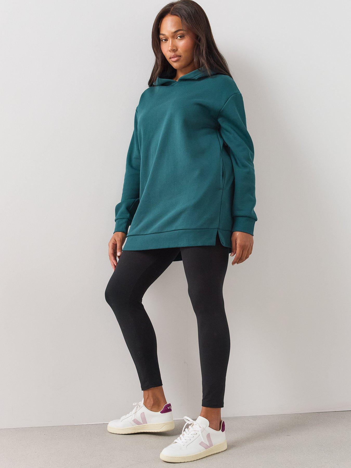 Image 3 of 6 of The Very Collection Womens Curve Longline Relaxed Hoodie - Teal Green