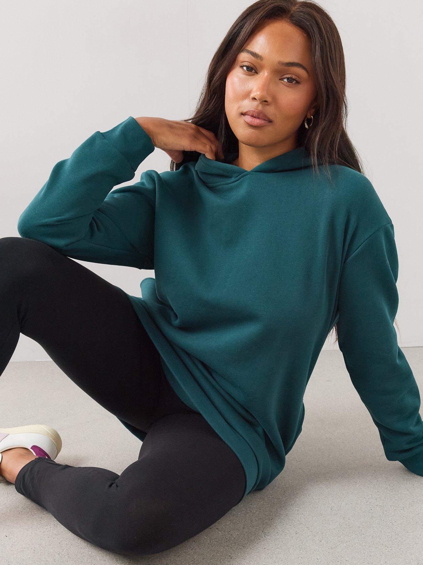 Image 4 of 6 of The Very Collection Womens Curve Longline Relaxed Hoodie - Teal Green