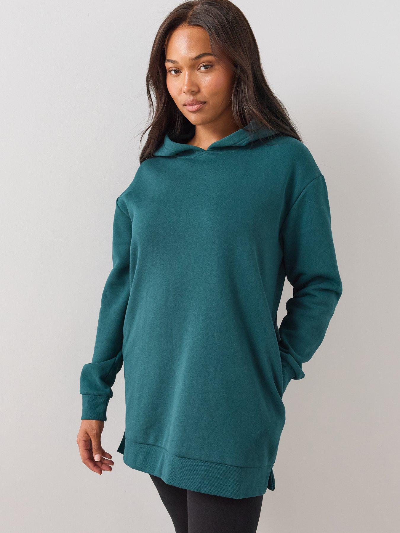 Image 5 of 6 of The Very Collection Womens Curve Longline Relaxed Hoodie - Teal Green