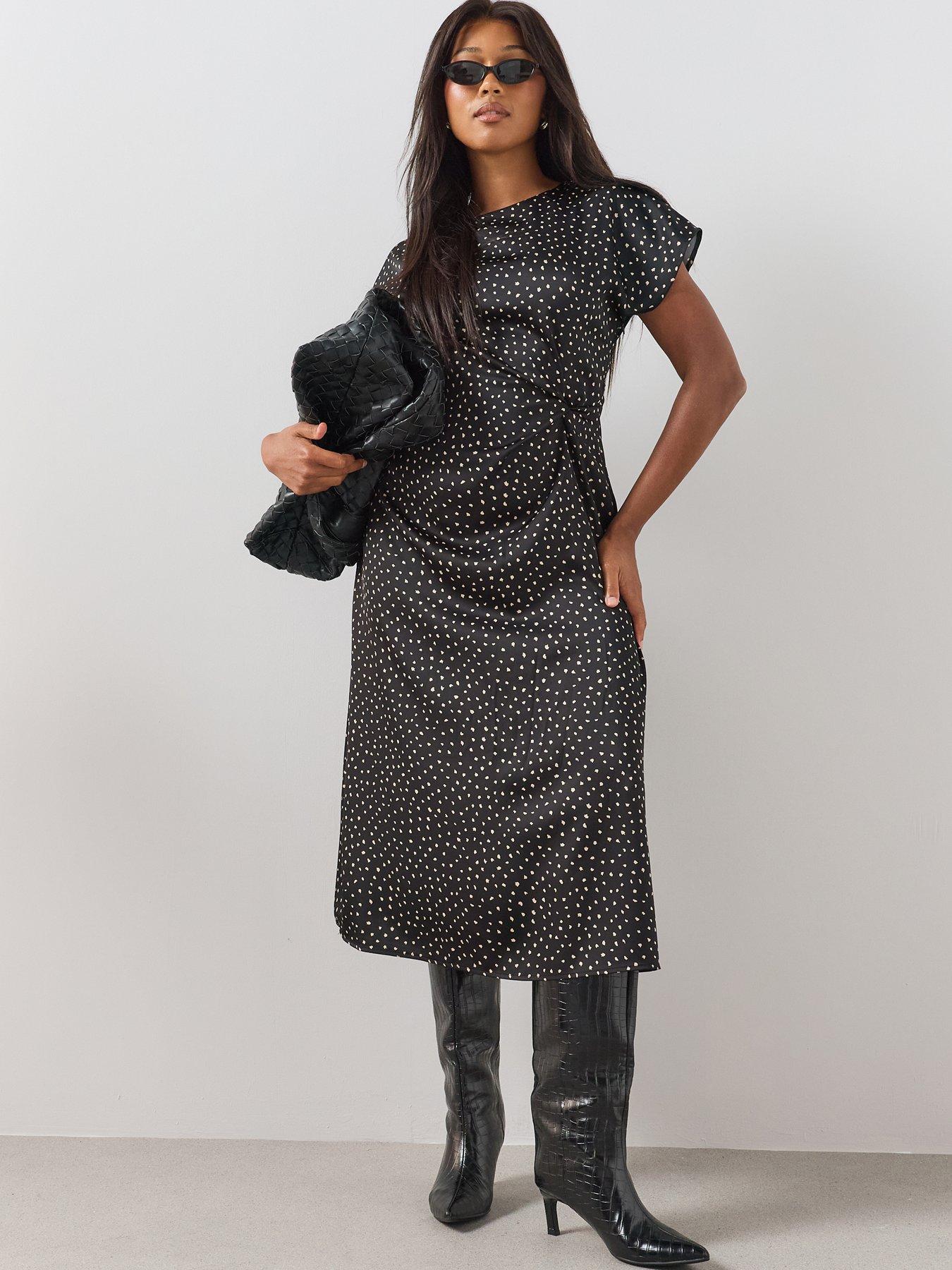 The Very Collection Curve Knot Detail Satin Midi Dress - Print