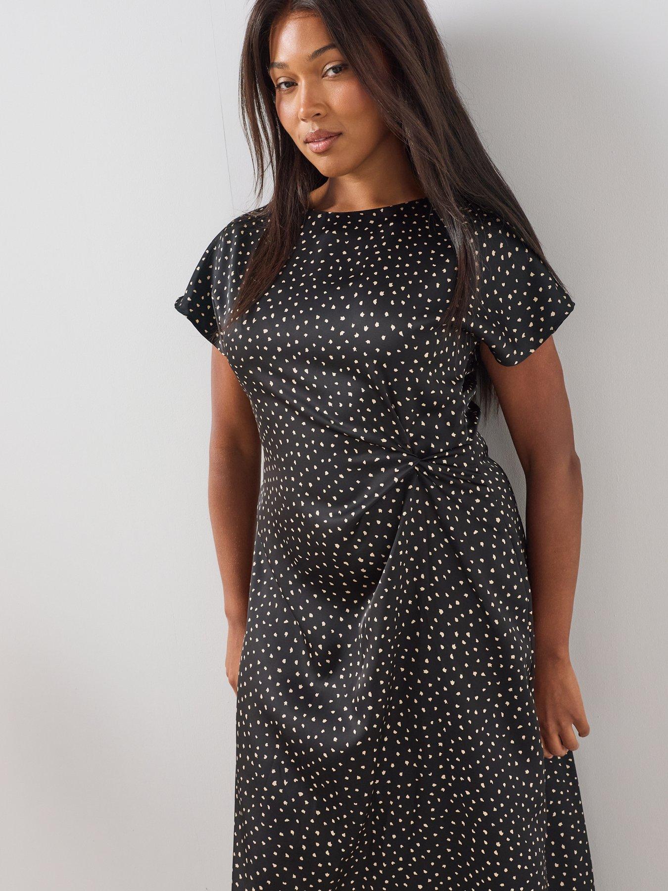 Image 5 of 6 of The Very Collection Curve Knot Detail Satin Midi Dress - Print
