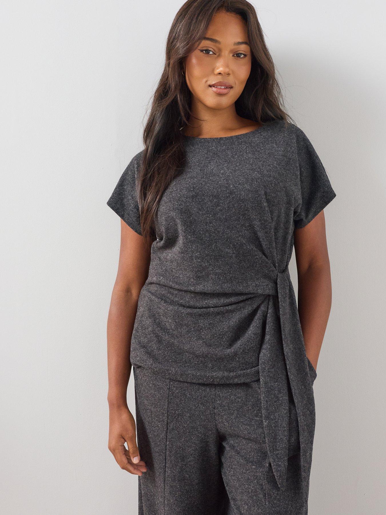 The Very Collection Curve Knot Detail Top Co-Ord - Dark Grey